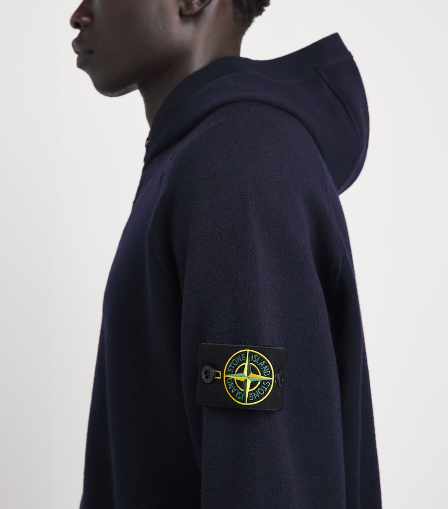 Stone Island Mens Virgin Wool-Blend Zip-Up Hoodie Image 3