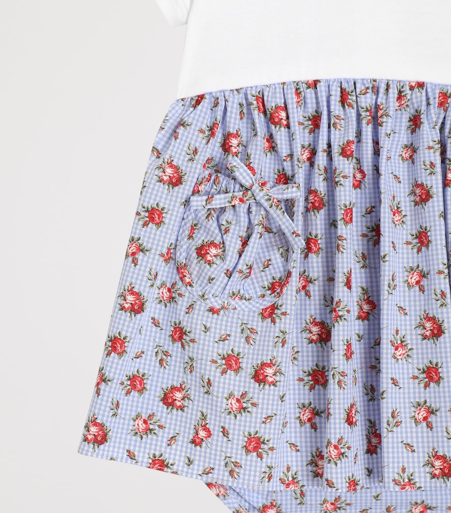 Dolce&Gabbana Kids Cotton Check Floral Dress and Bloomers (3-30 Months) Combined Colour Image 4