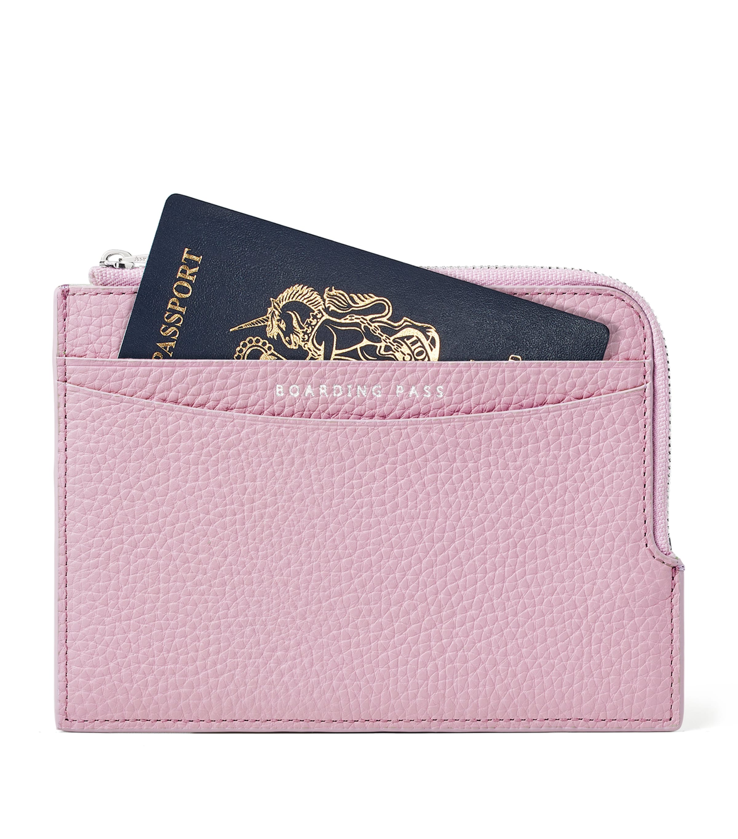 Aspinal Of London Leather Zipped Travel Wallet In Purple