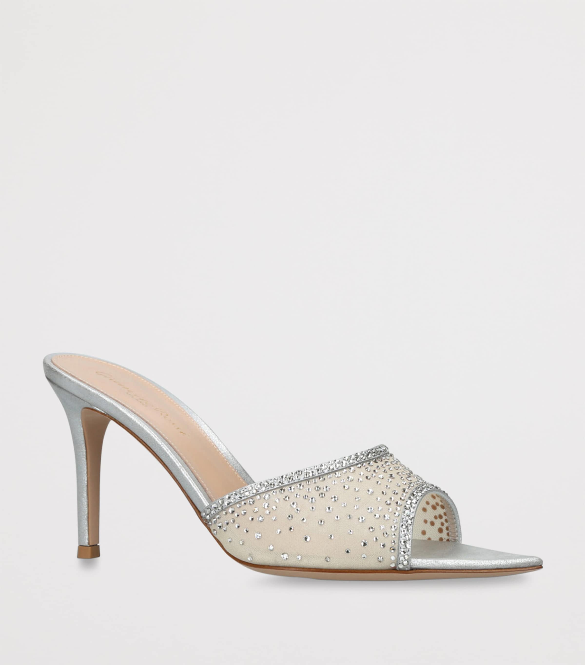 Embellished Rania Heeled Mules 85 SILVER COM Image 3