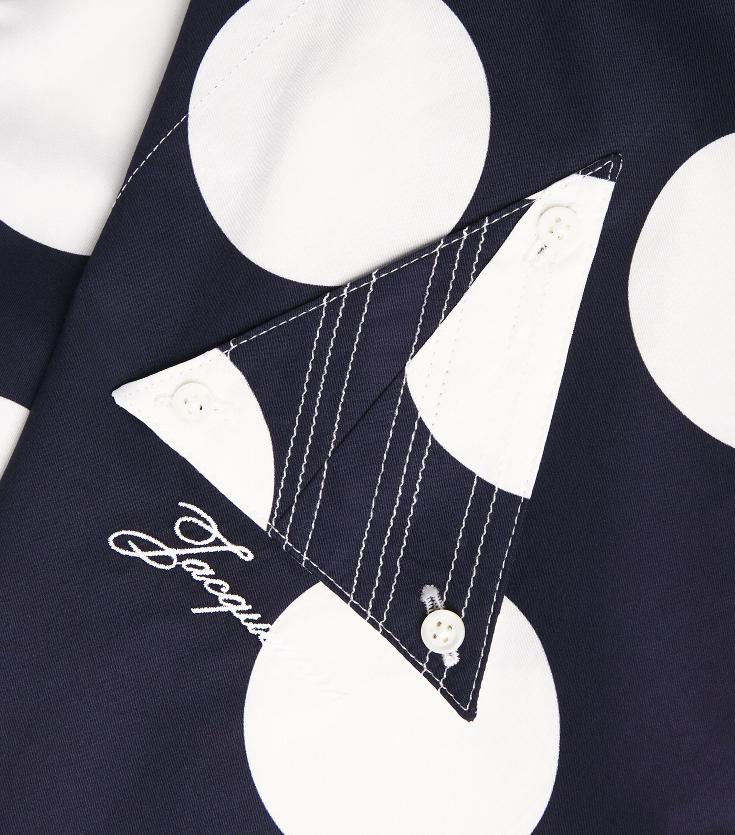 Jacquemus Womens Cotton Polka Dot Marin Shirt Dots Heart Navy Image 6
