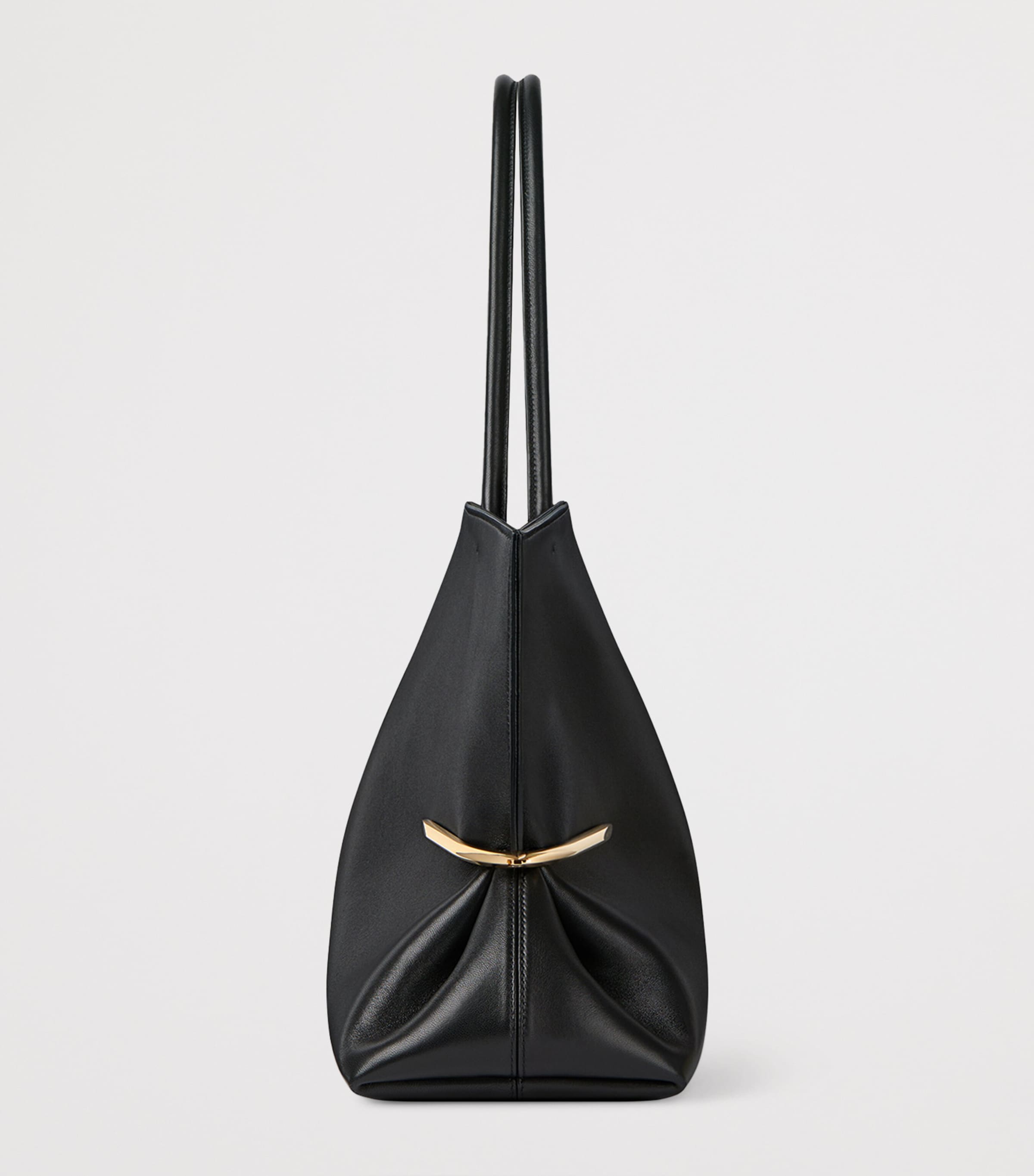 Leather Pinch East-West Tote Bag BLACK Image 3