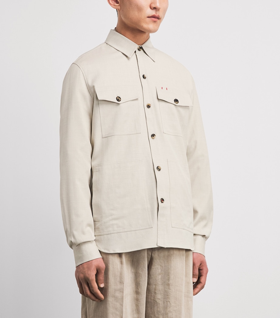 Isaia Mens Wool-Blend Overshirt Image 4