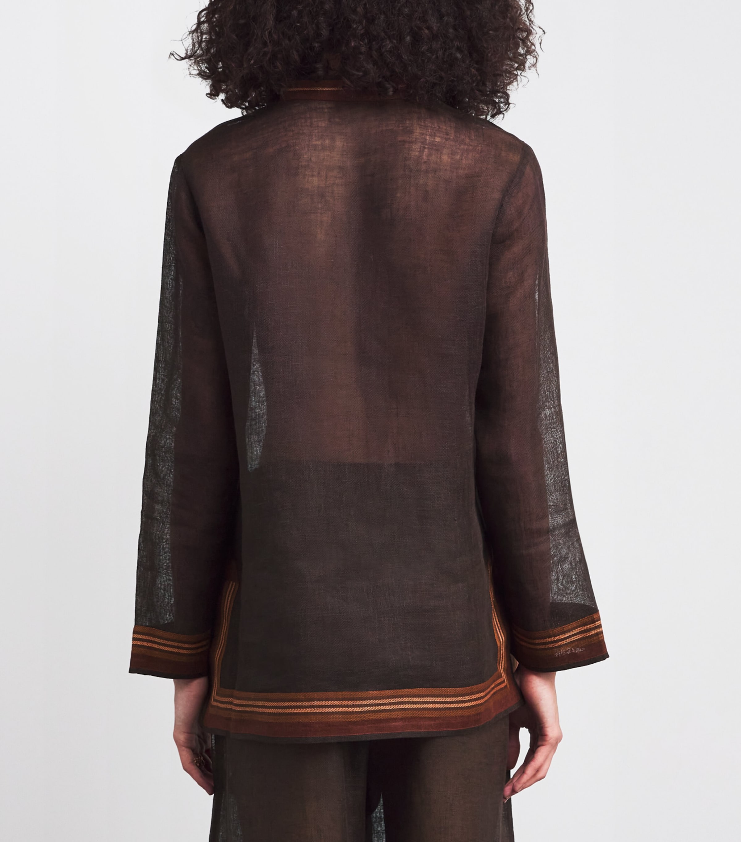 Linen Stripe Tunic 209 DARK MOCHA Image 4