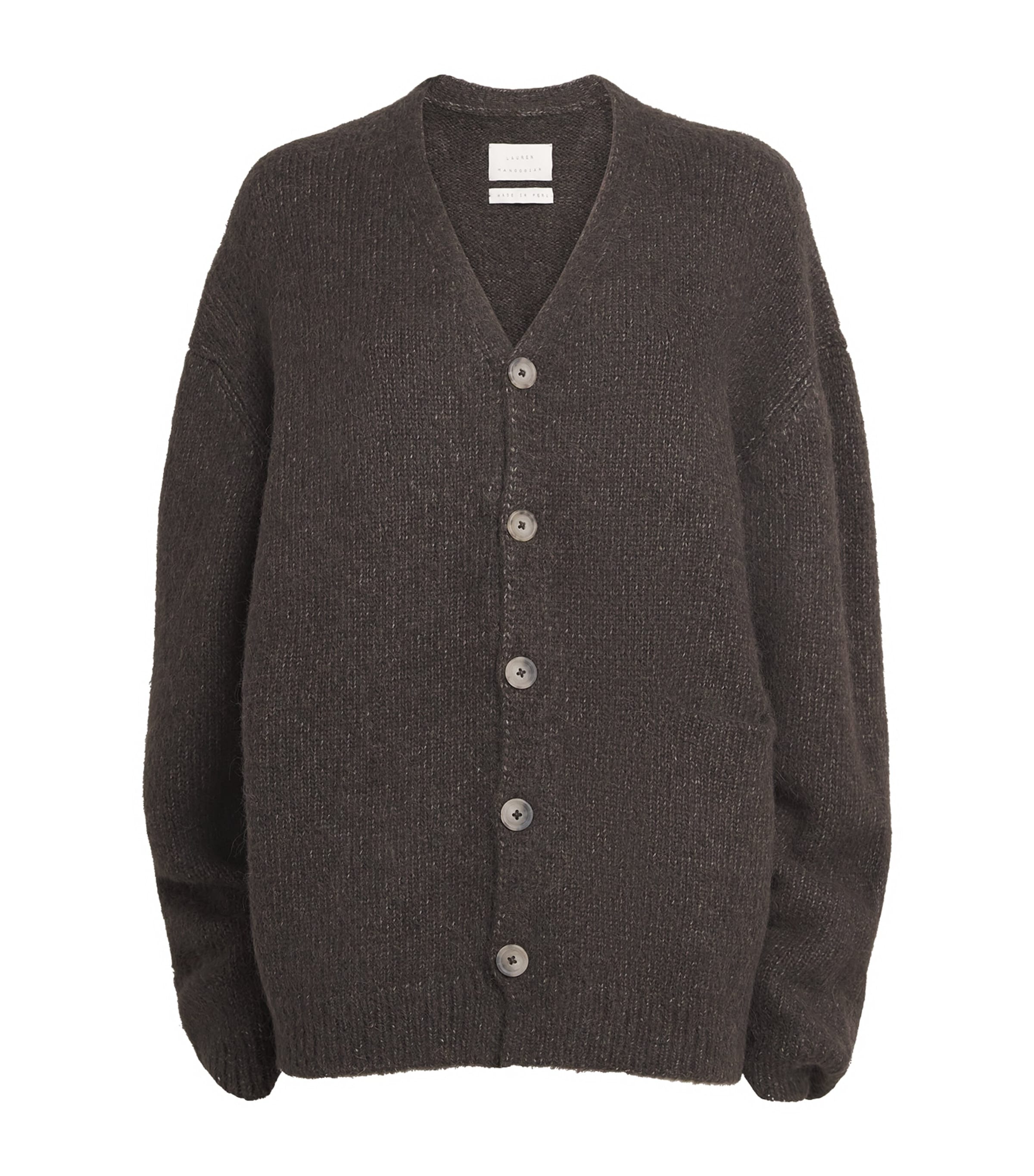 Lauren Manoogian Womens Alpaca-Pima Cotton-Merino Wool Loft Cardigan Coal Image 1