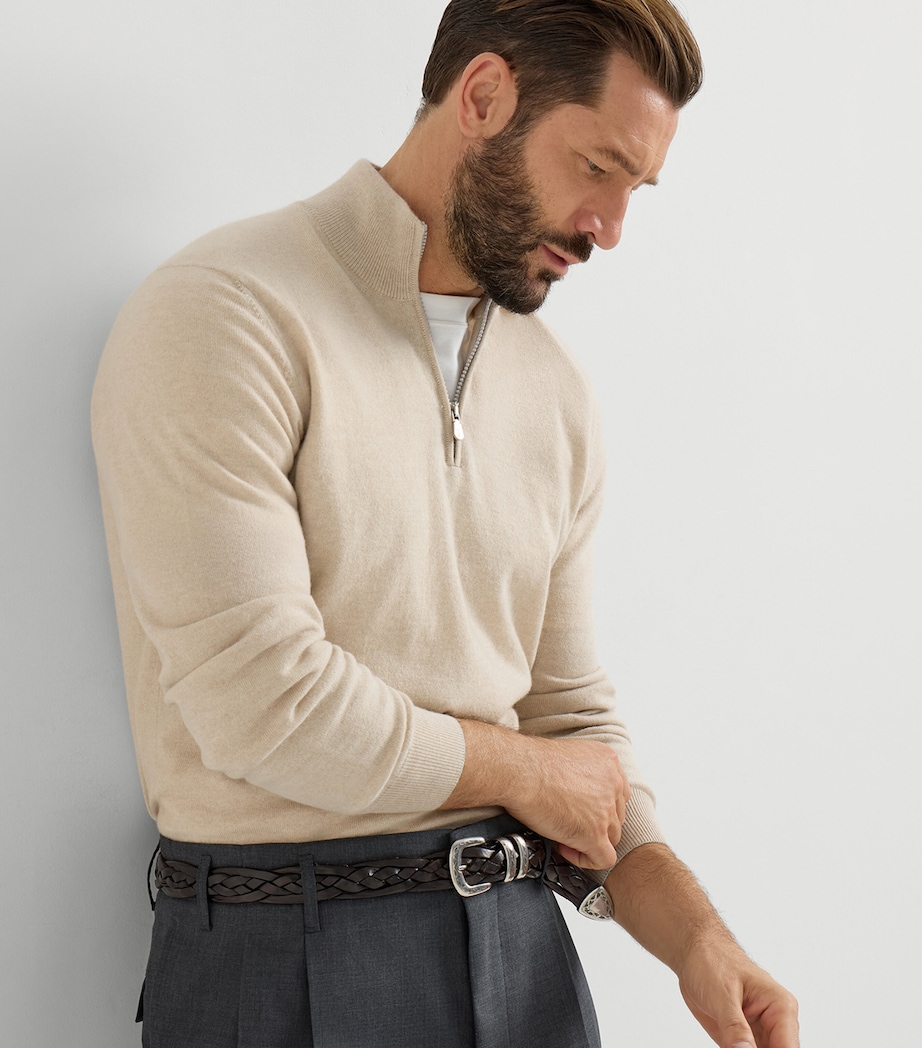 Brunello Cucinelli Mens Cashmere Quarter-Zip Sweater Image 3