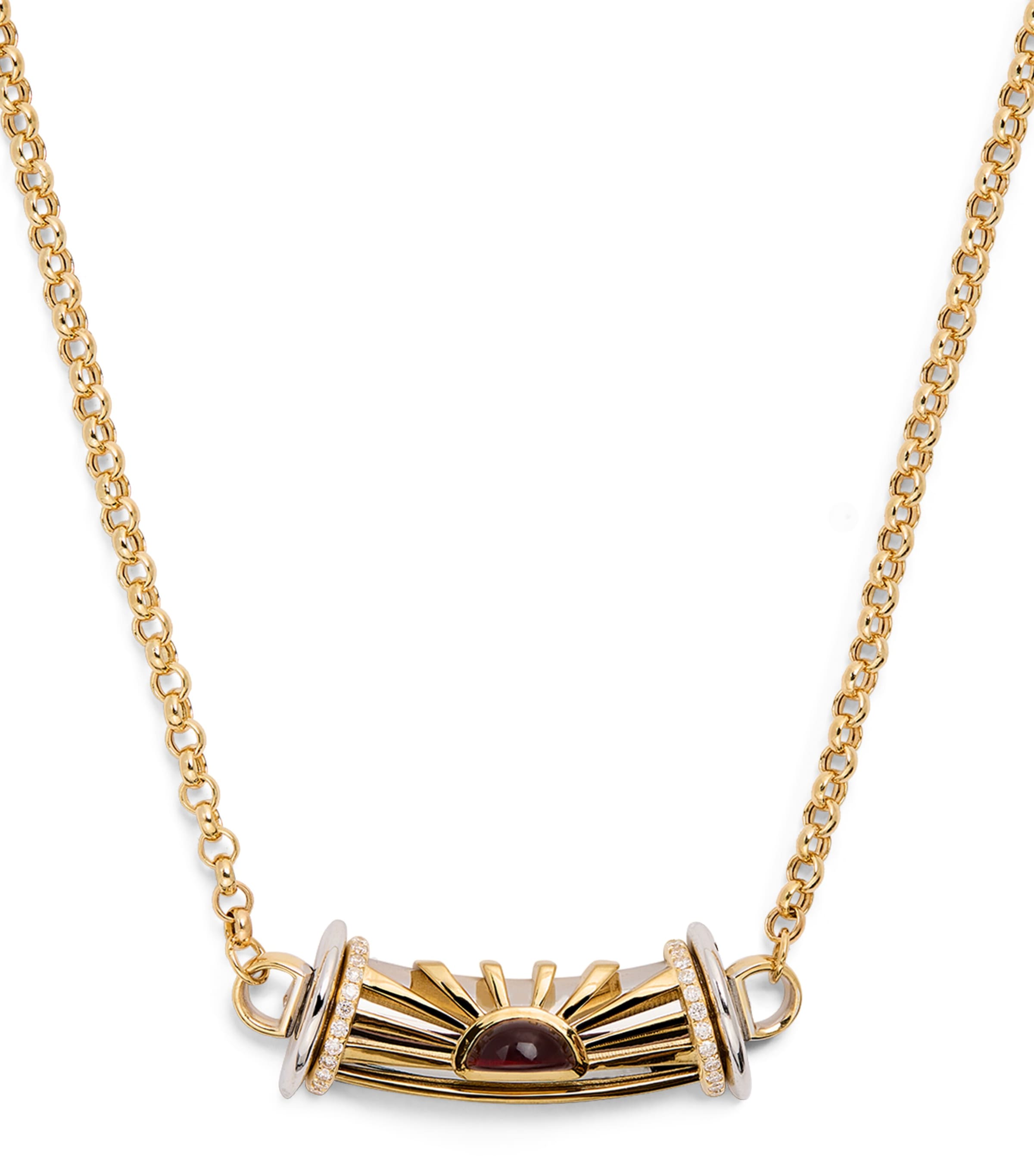 L'atelier Nawbar Big Yellow Gold, Diamond And Garnet Lot N*91 Warrior Dawn Necklace In Gold