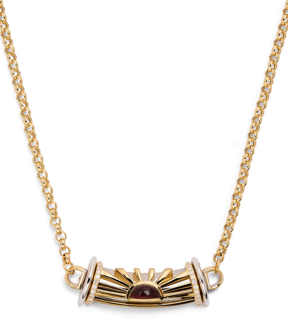 Big Yellow Gold, Diamond and Garnet Lot N*91 Warrior Dawn Necklace YELLOW GOLD Image 1