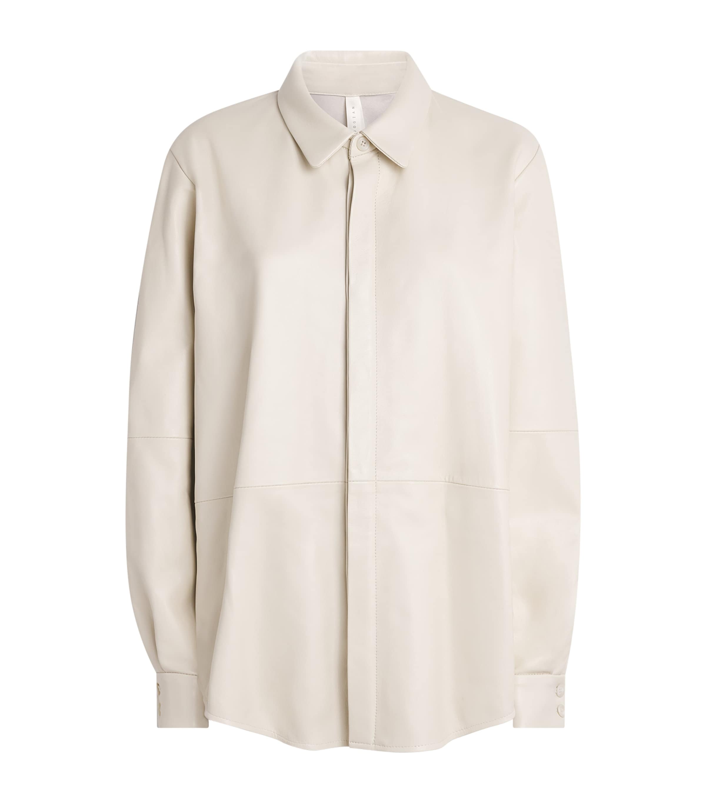Lauren Manoogian Womens Nappa Leather Shirt Ecru Image 1