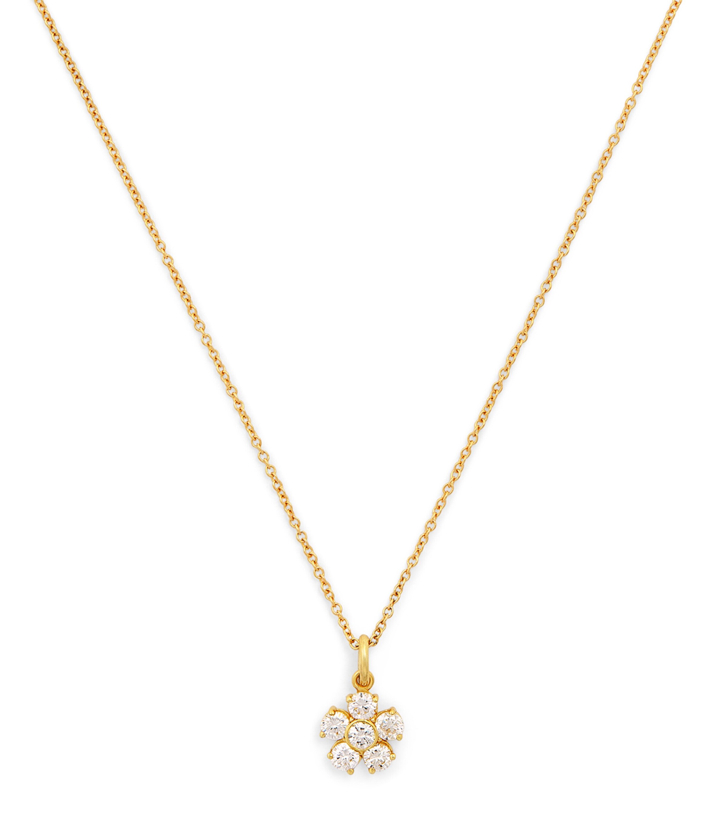 Jennifer Meyer Yellow Gold And Diamond Flower Necklace In Gold