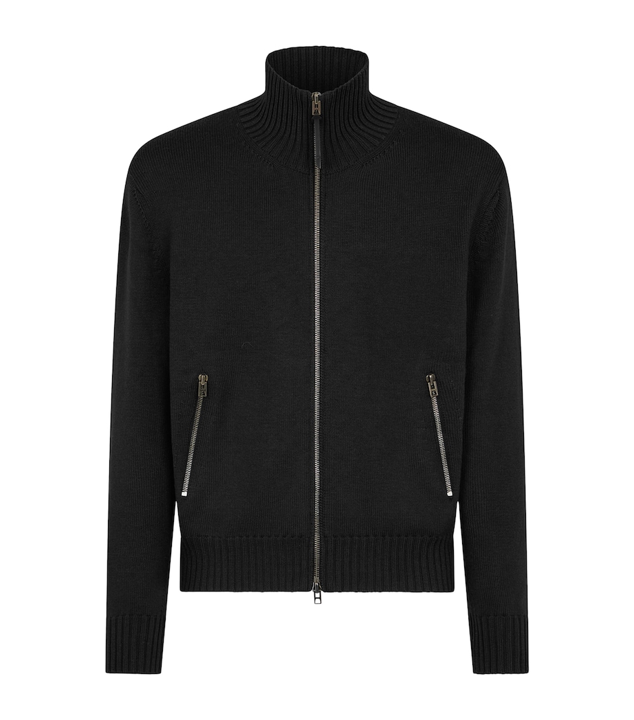 TOM FORD Mens Virgin Wool Zip-Up Sweater Naa Image 1