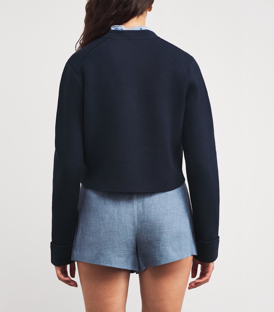 Ruffle-Collar Cardigan NAVY BLUE Image 4