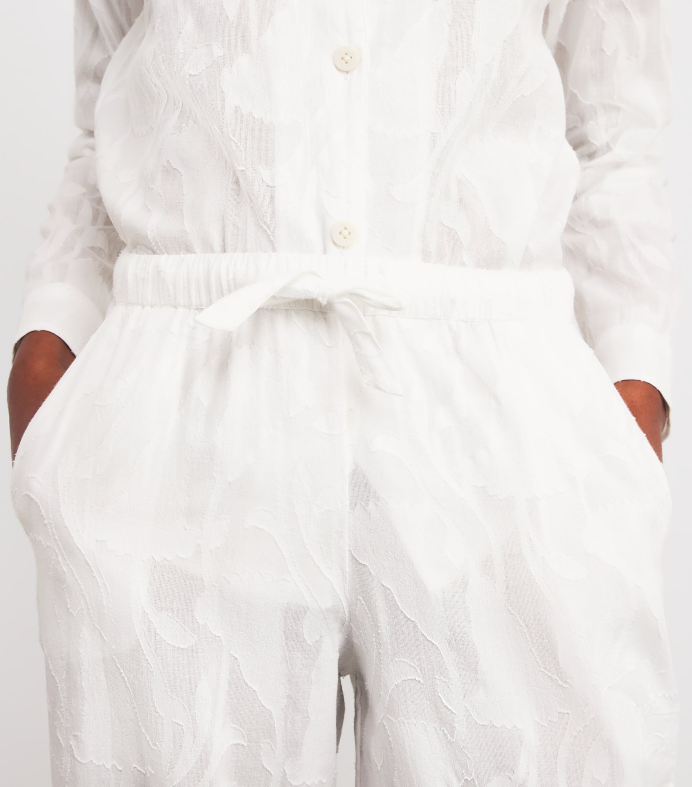 Floral Jacquard Pyjama Set OFF WHITE Image 6