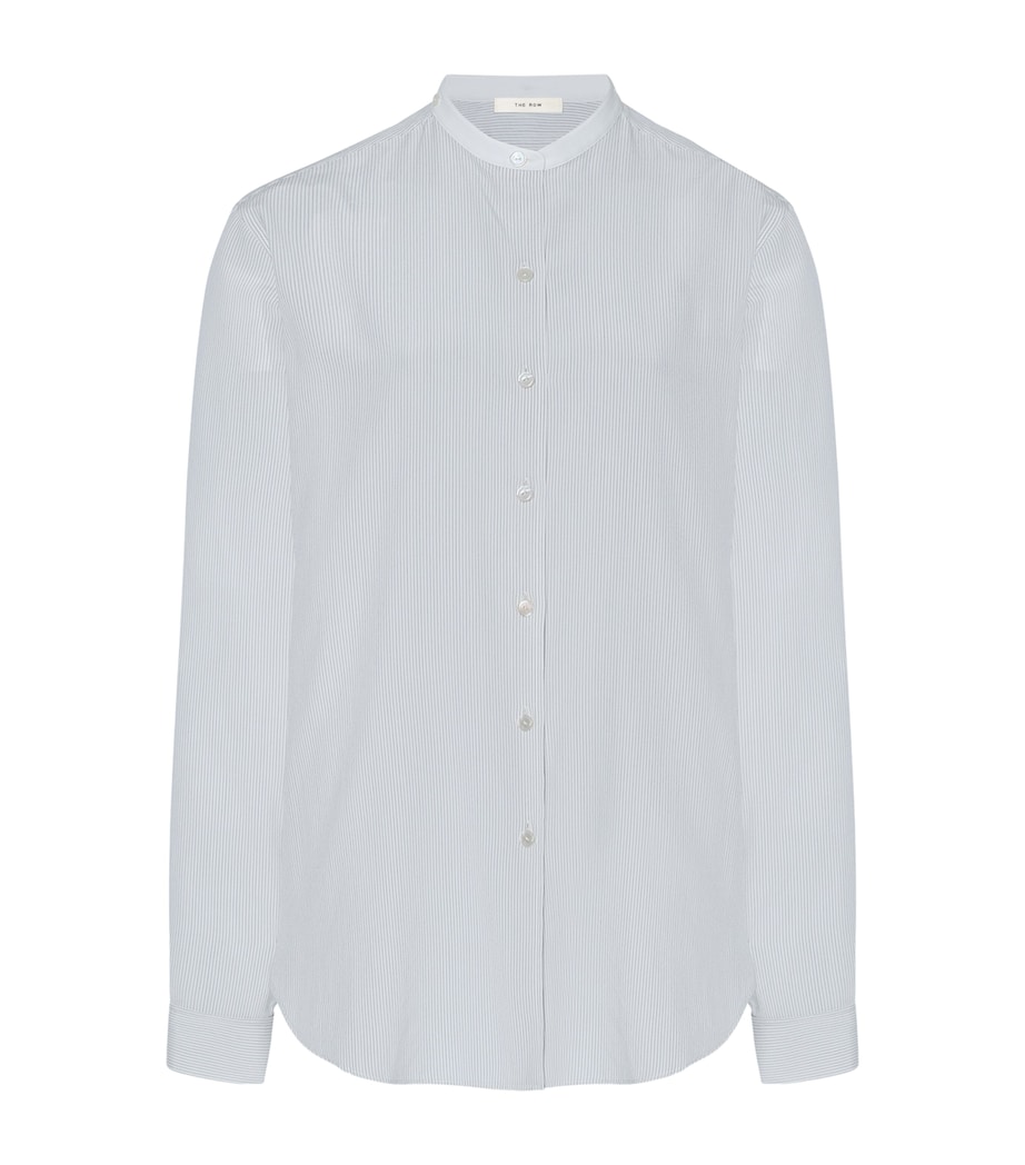 The Row Womens Fiora Silk Stripe Shirt White W/ Blue Image 5