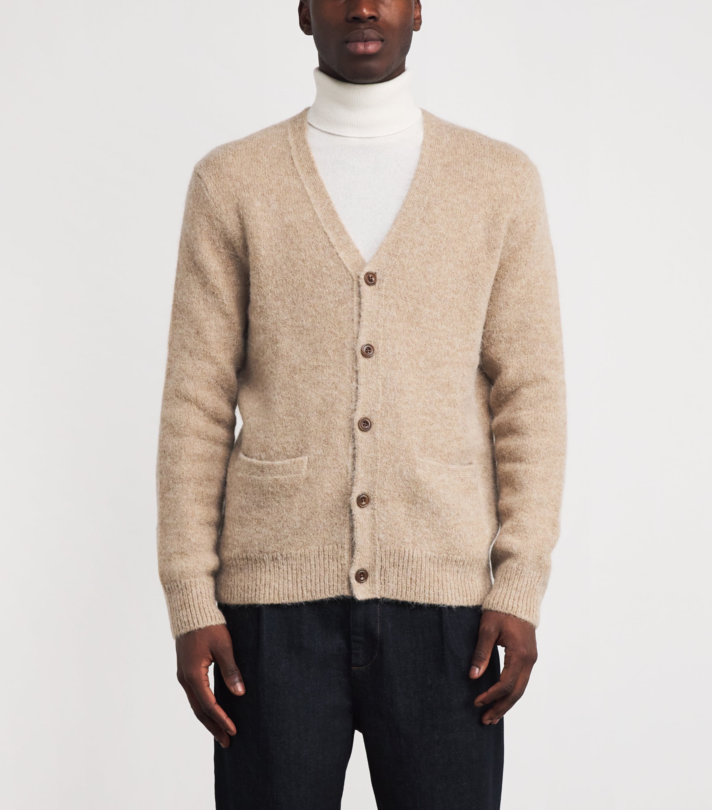 Wool-Blend Elbow-Patch Cardigan BROWN Image 3