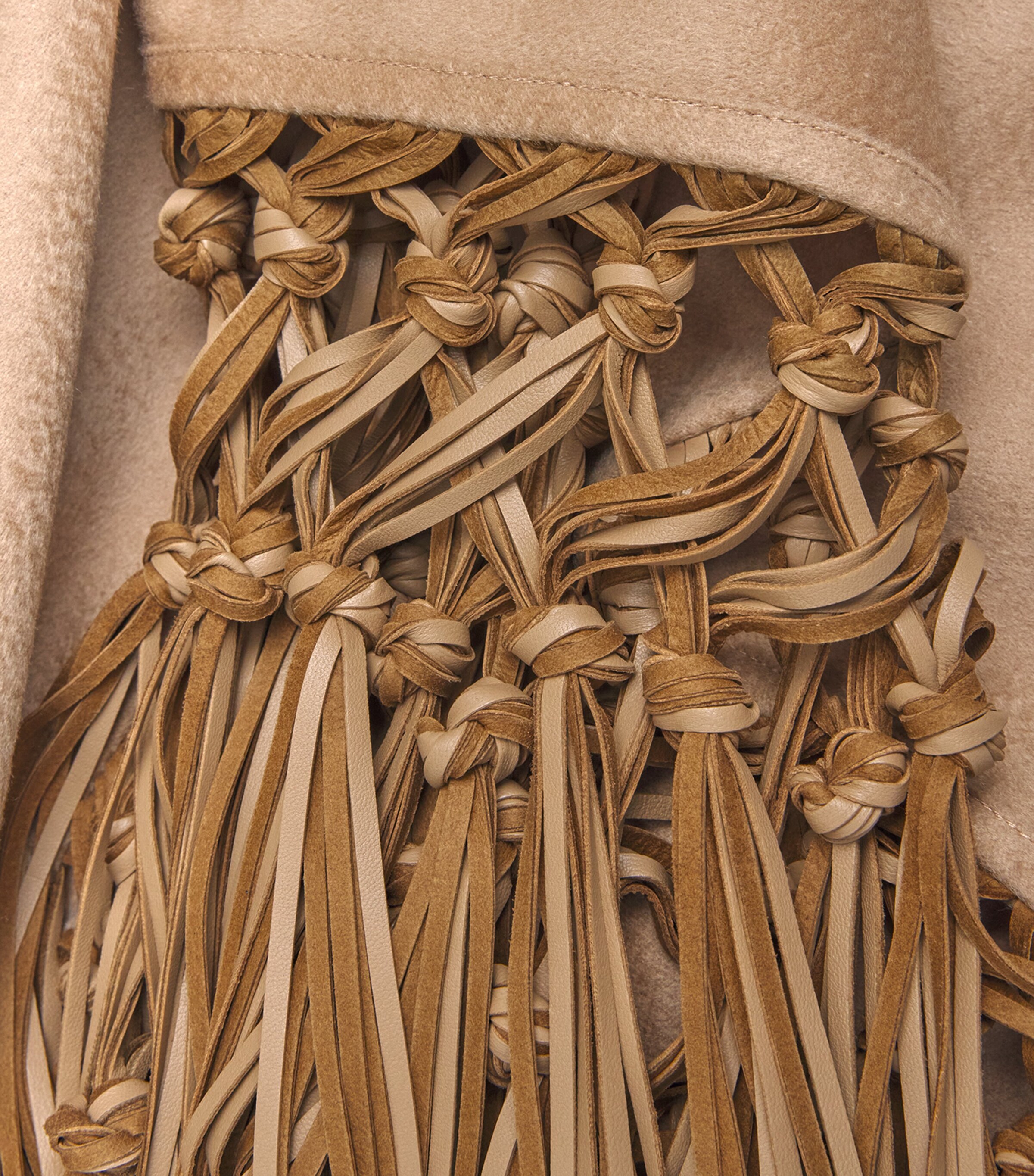 Colombo Womens Cashmere and Leather Fringe-Trim Cape Image 6