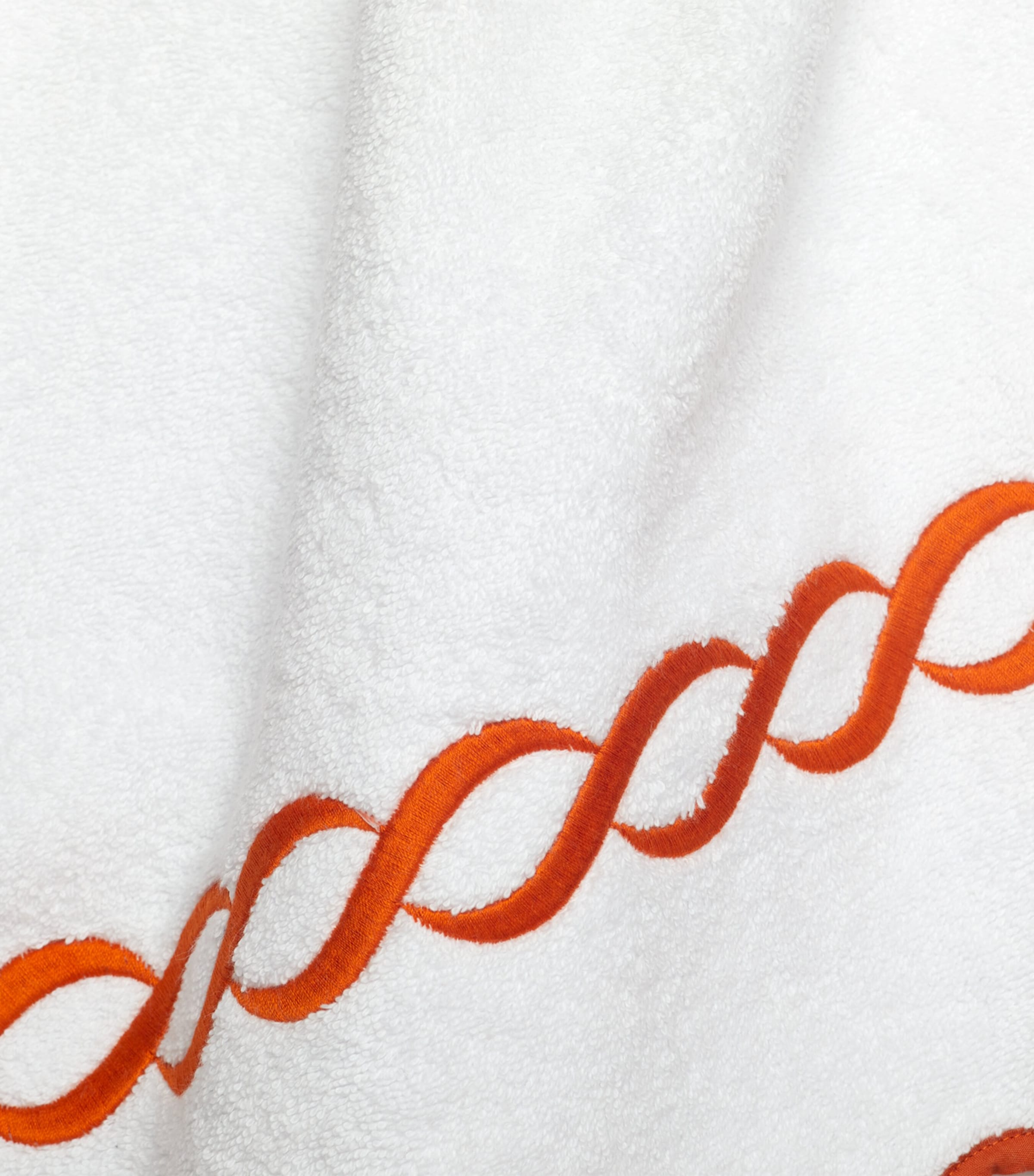 Cotton Treccia Hand Towel (50cm x 75cm) WHITE/ORANGE Image 2