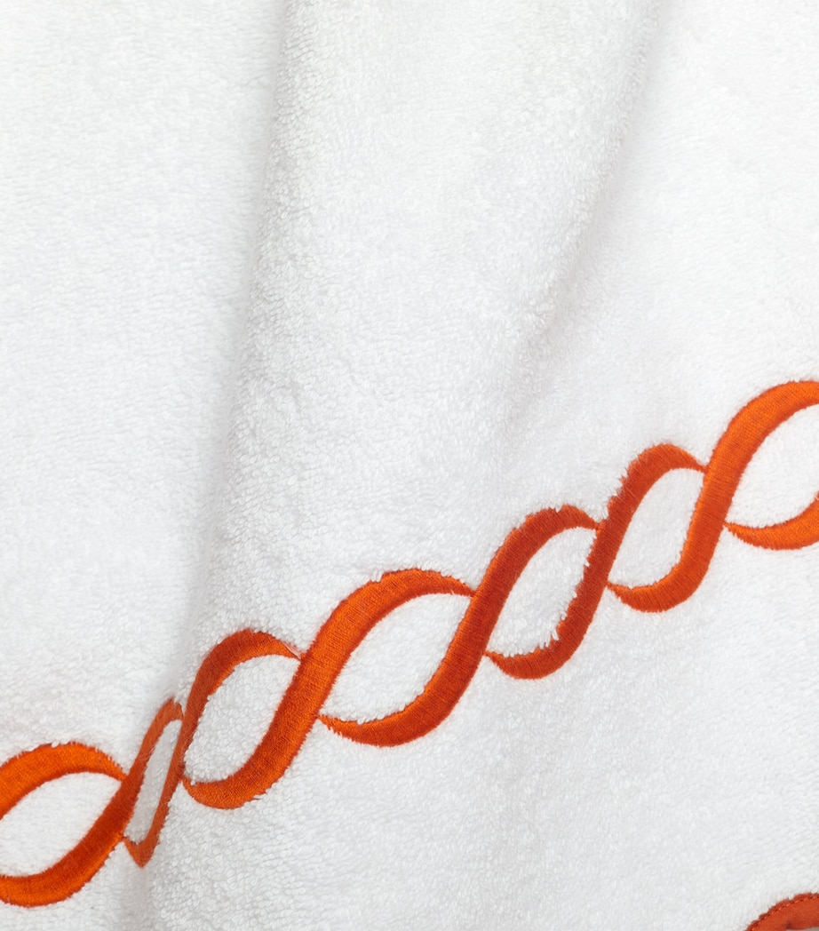 Cotton Treccia Hand Towel (50cm x 75cm) WHITE/ORANGE Image 2