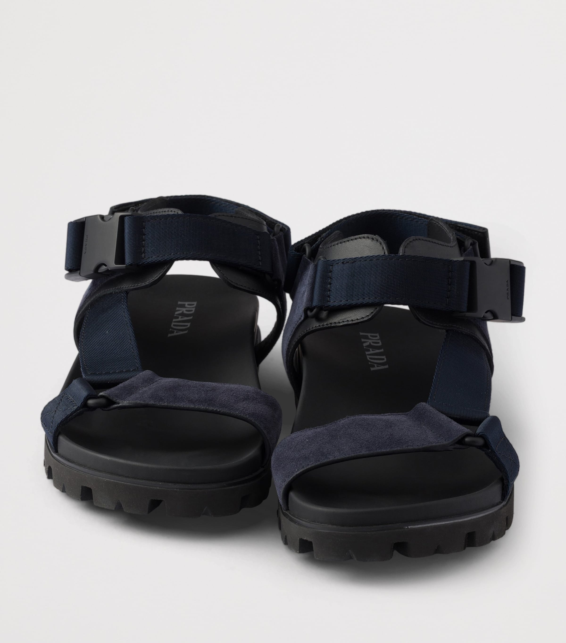 Prada Suede and Woven Tape Sandals Blue Image 6