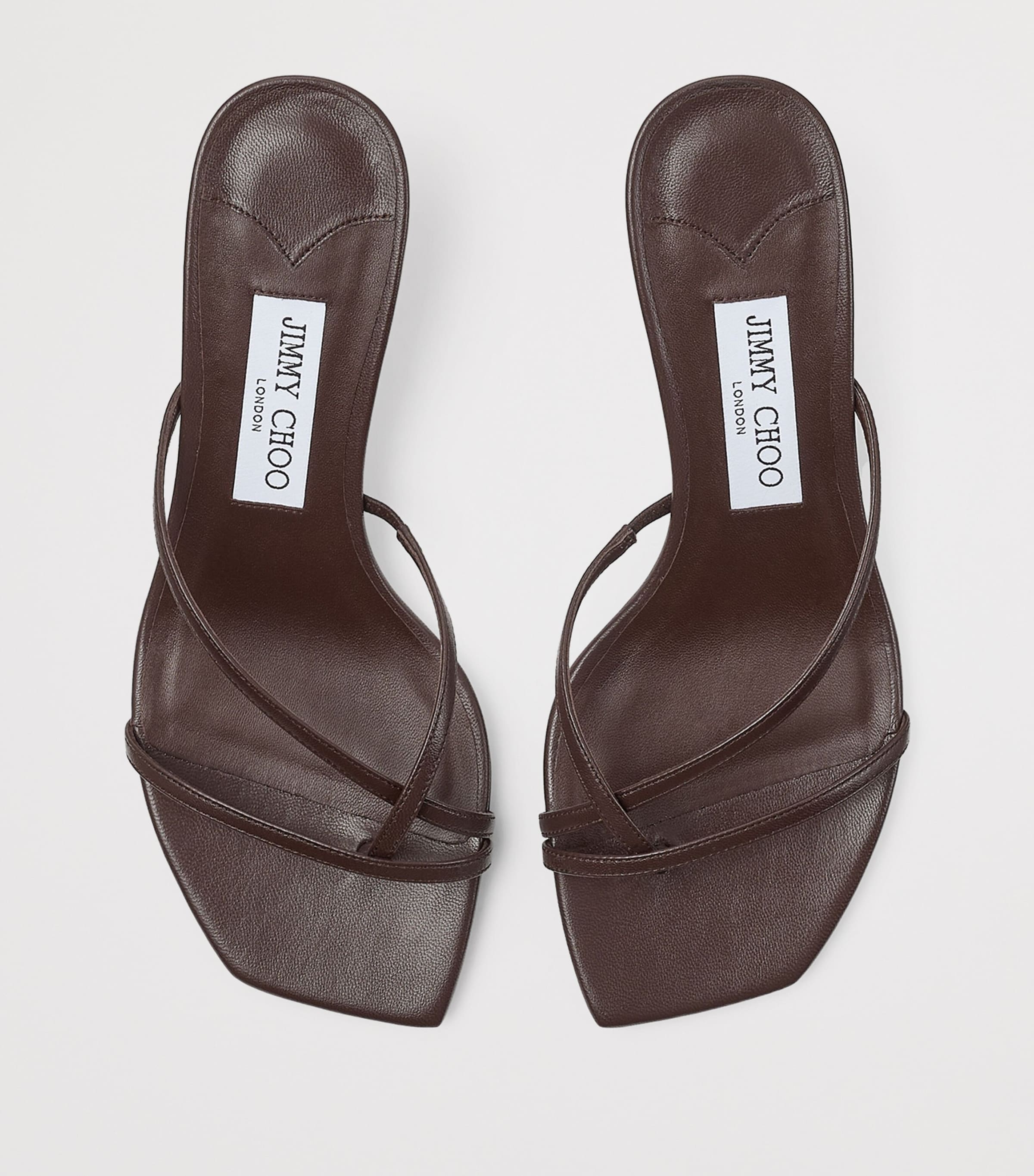 【Jimmy Choo】Etana 50 メタリックレザーミュール☆関税込 Etana 50 metallic leather mules in purple - Jimmy Choo