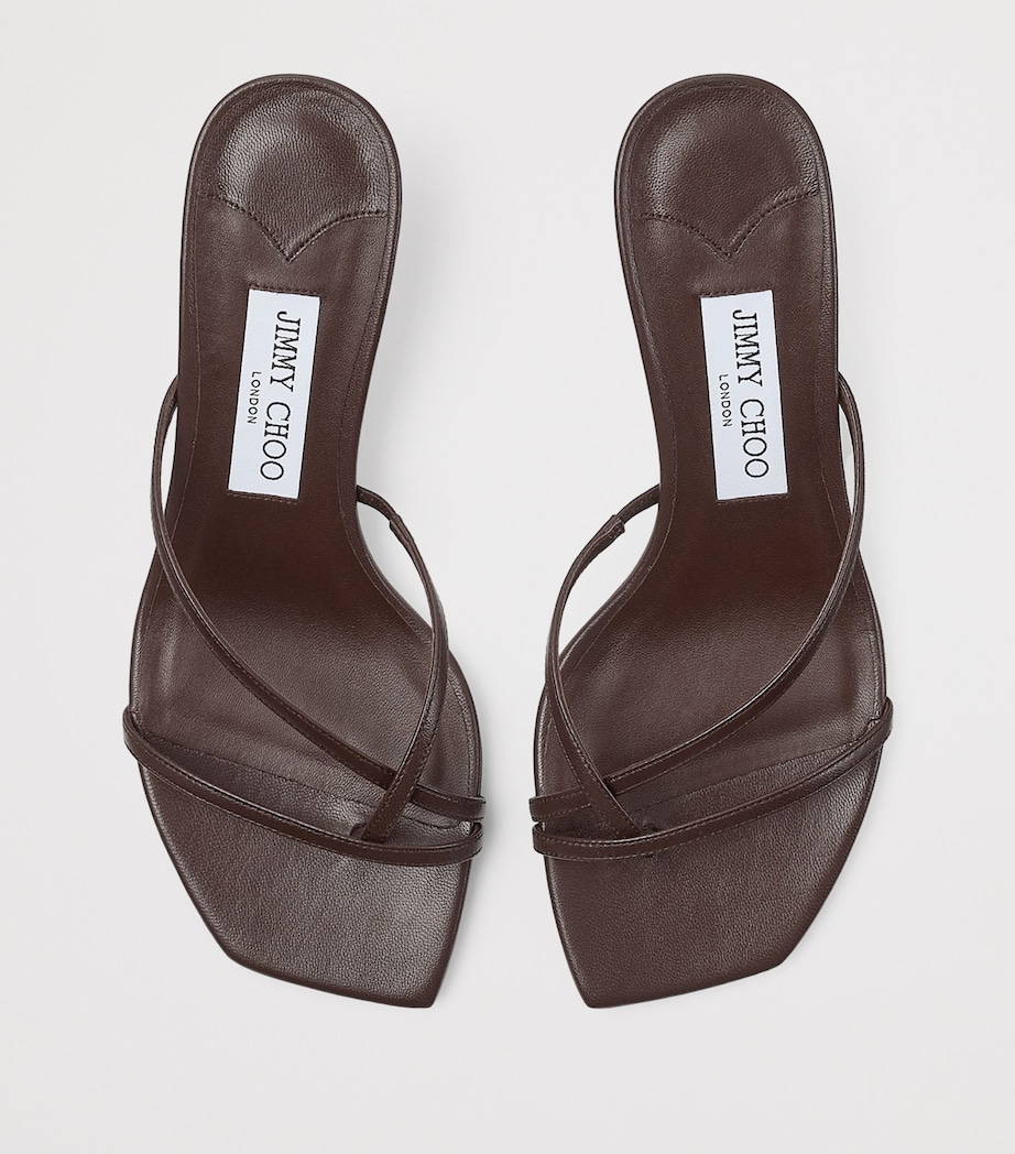 Etana 50 Leather Heeled Mules CHOCOLATE Image 3