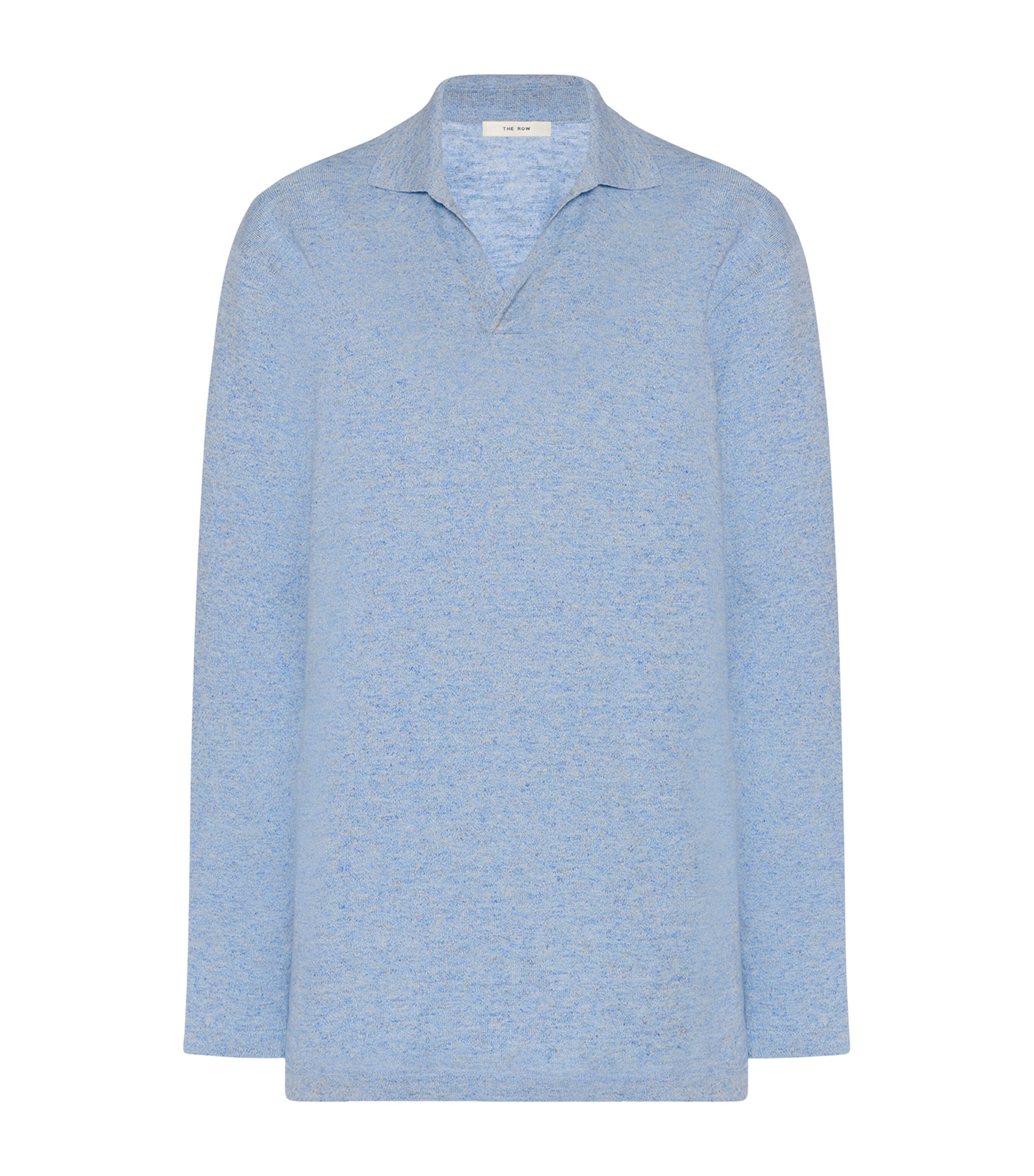 The Row Womens Niosa Cotton-Linen Polo Sweater Ice Blue Image 1