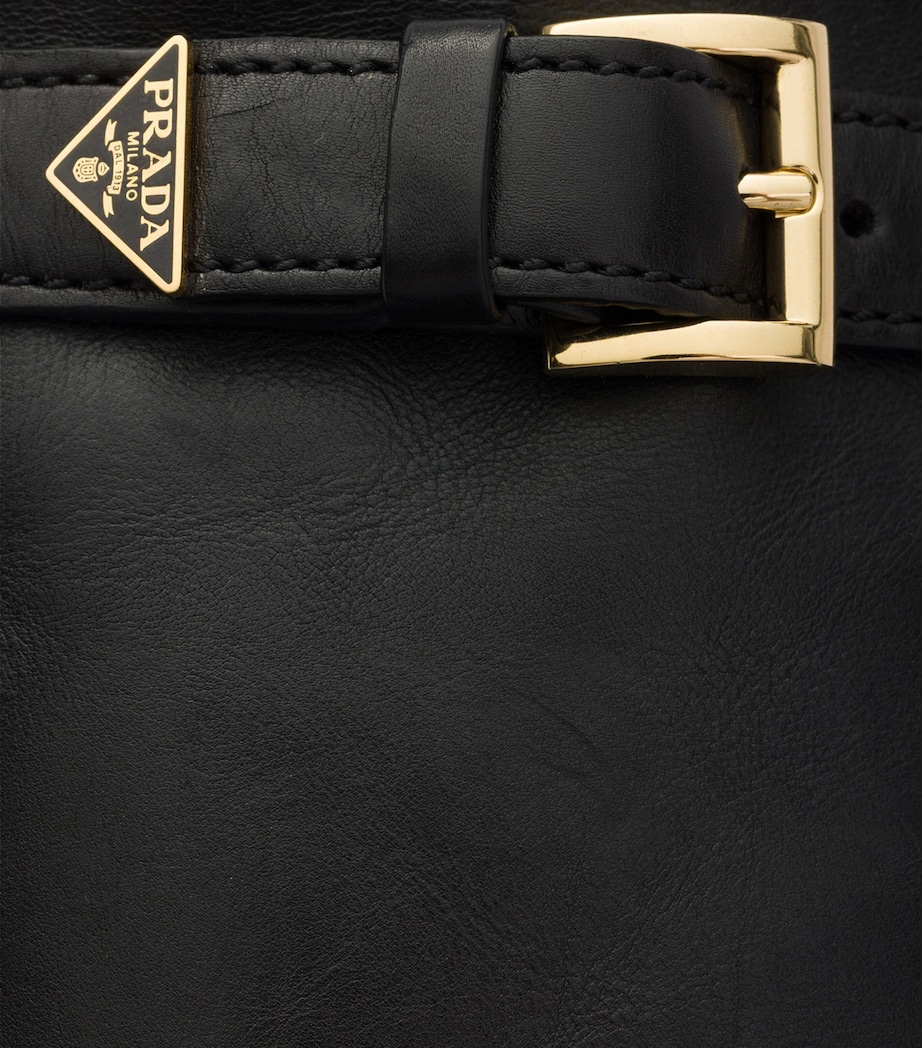 Prada Leather Heeled Knee-High Boots Black Image 6