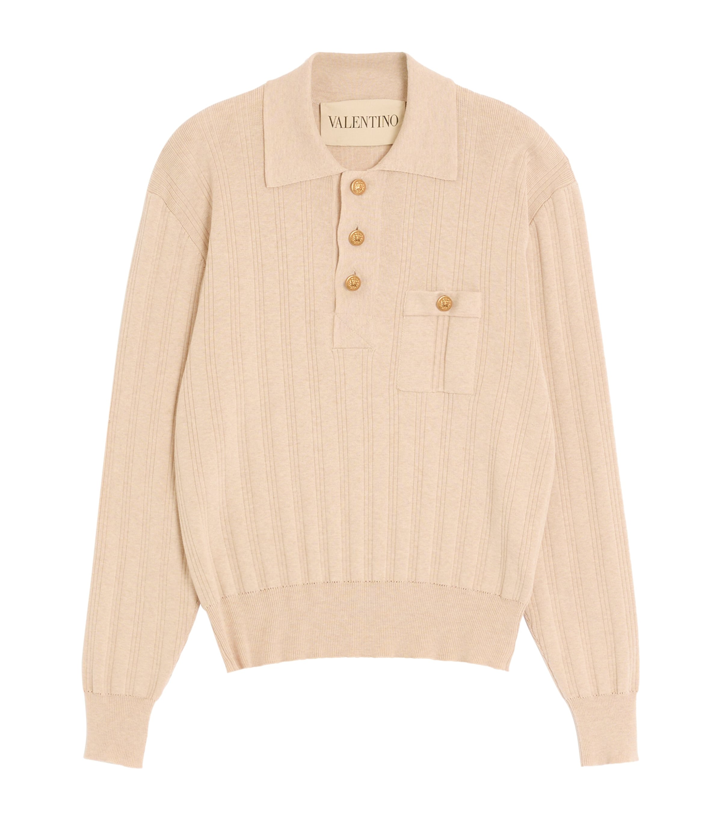 Valentino Garavani Fine-knit Polo Jumper In White