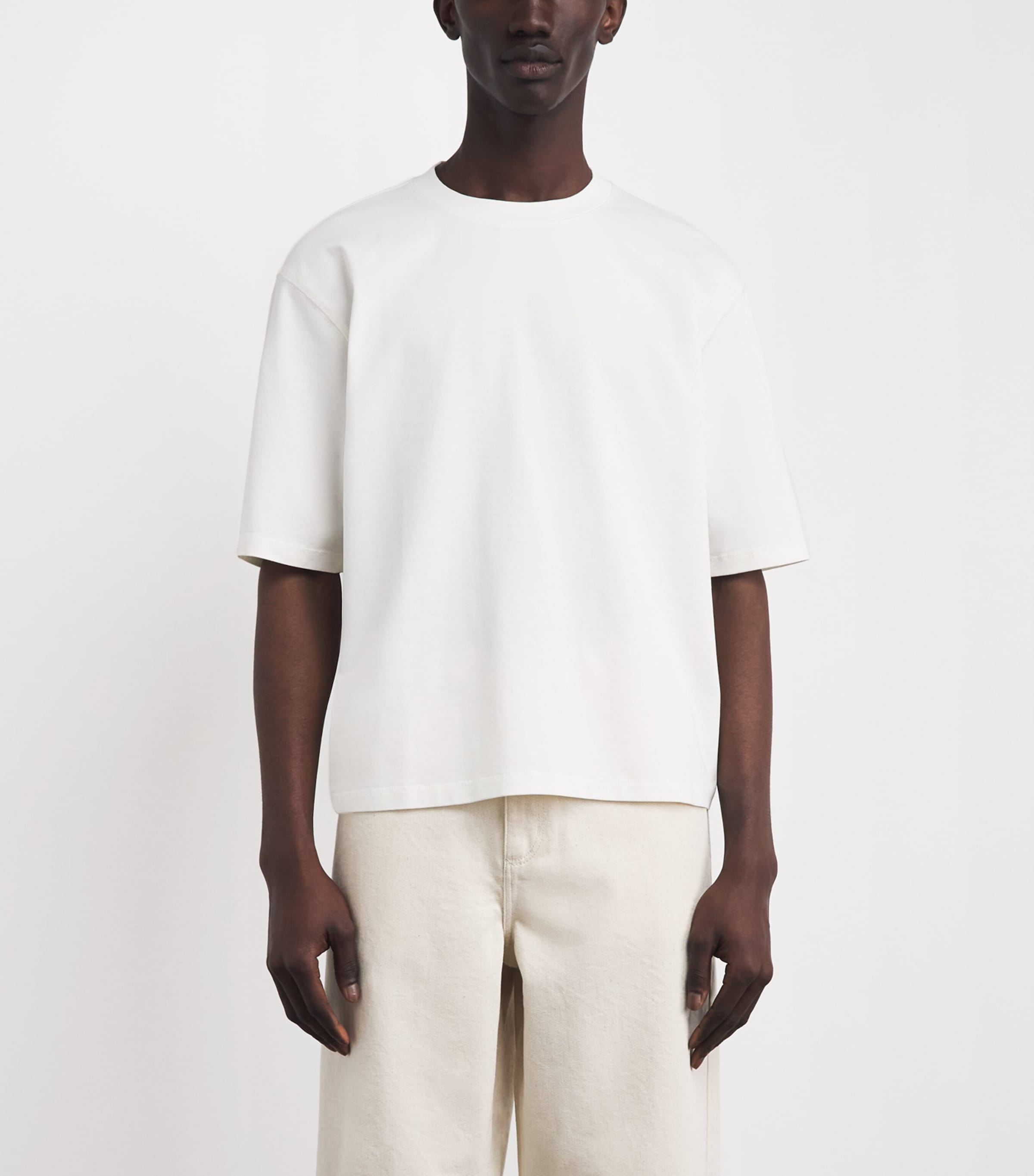 Wax London Mens Organic Cotton Cropped Mark T-Shirt Off White Image 4