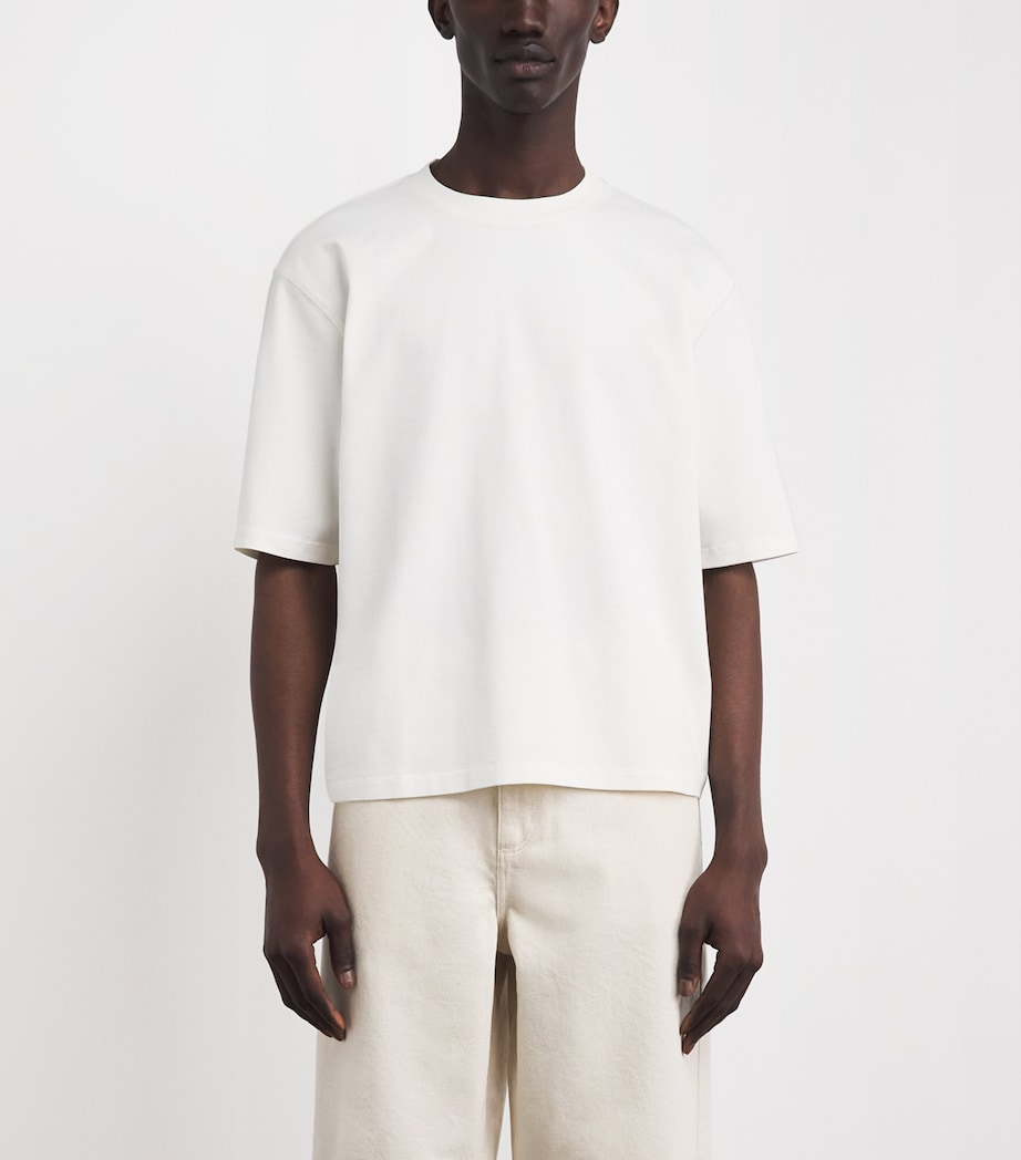 Wax London Mens Organic Cotton Cropped Mark T-Shirt Off White Image 4