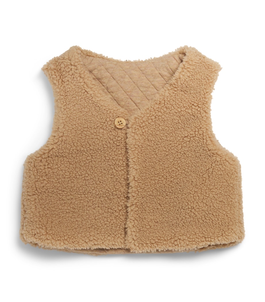 Purebaby Faux Shearling Reversible Gilet (0-12 Months) Mushm Mushroom Image 1