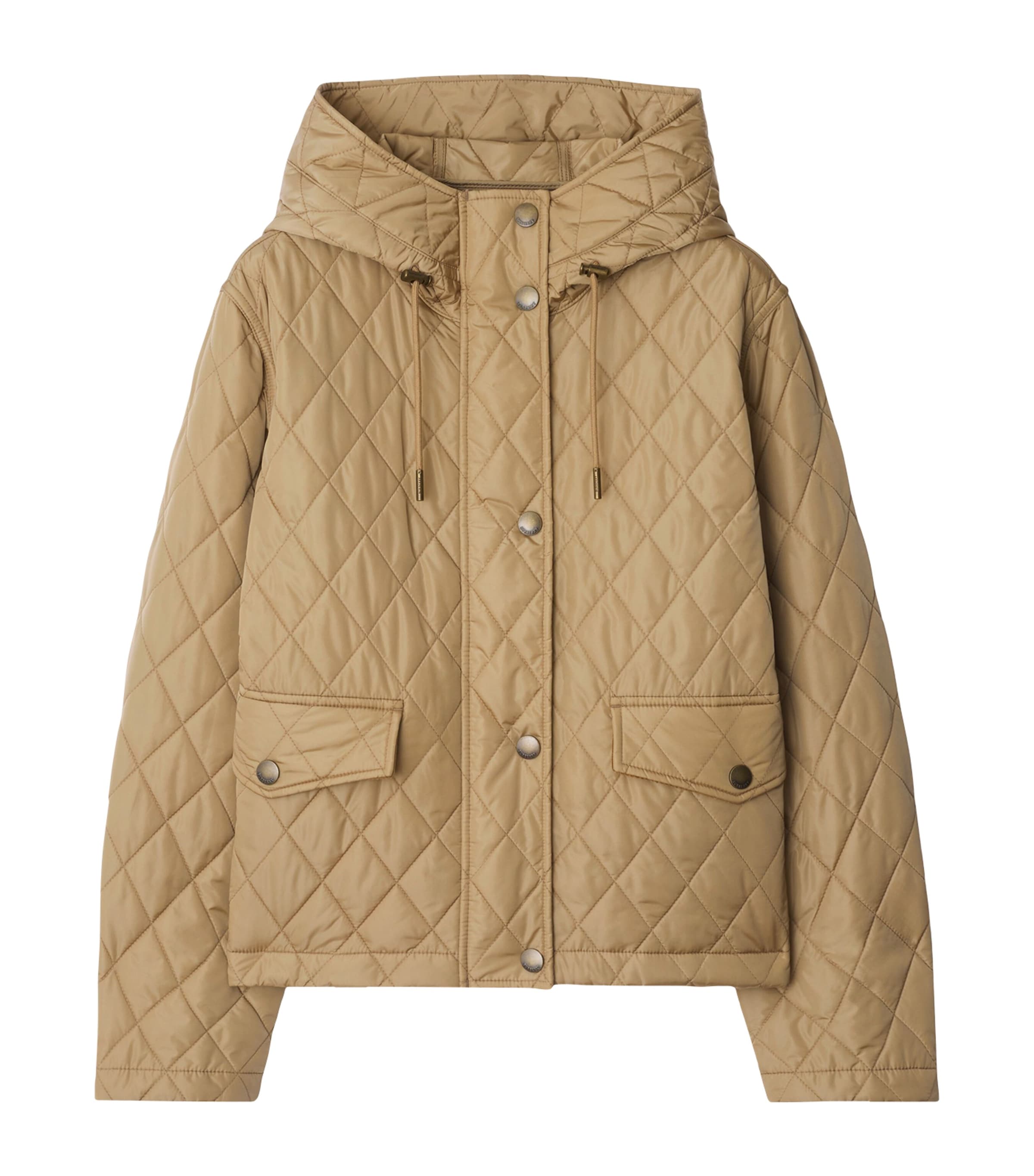 Burberry Cropped Quilted Hooded Jacket In Brown