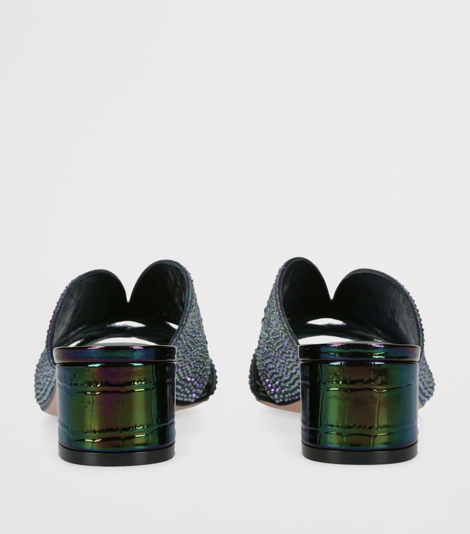 Leather Croc-Embossed Stevie Mules 35 PETROL Image 2