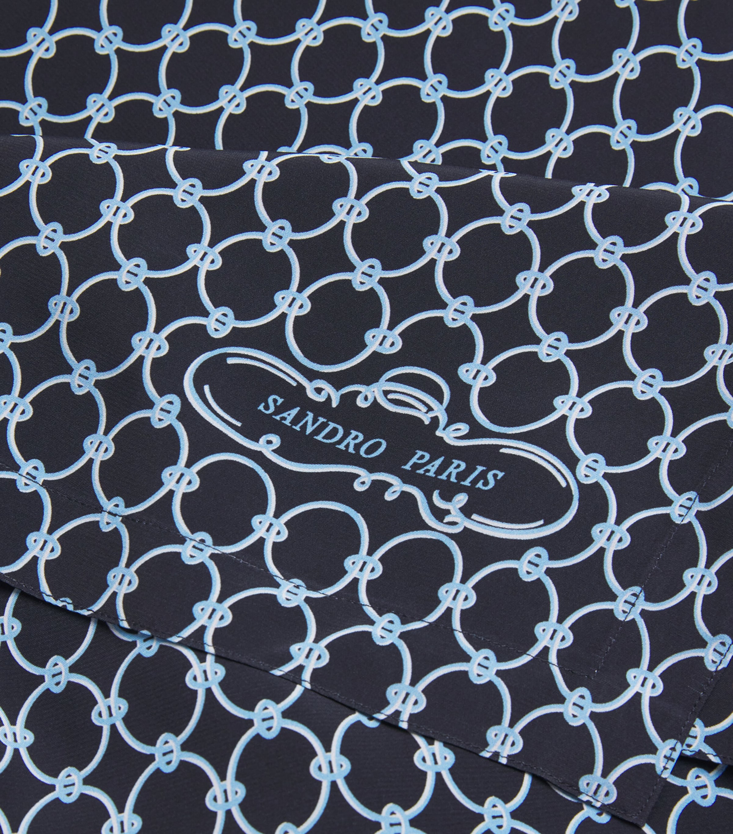 Sandro Paris Mens Link-Print Shirt Navy Blue Image 6