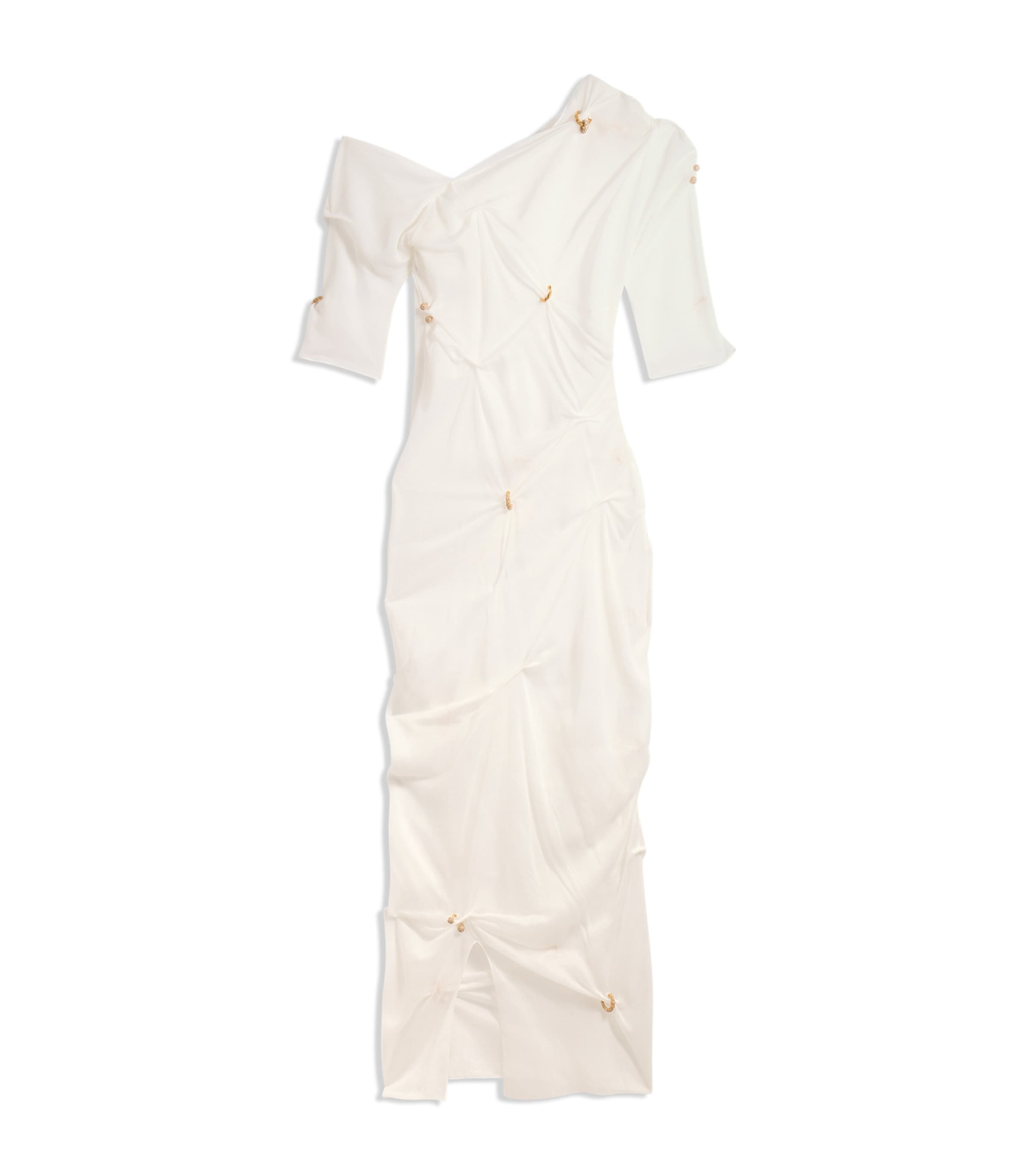 Schiaparelli Womens Silk Piercing Midi Dress White Image 6