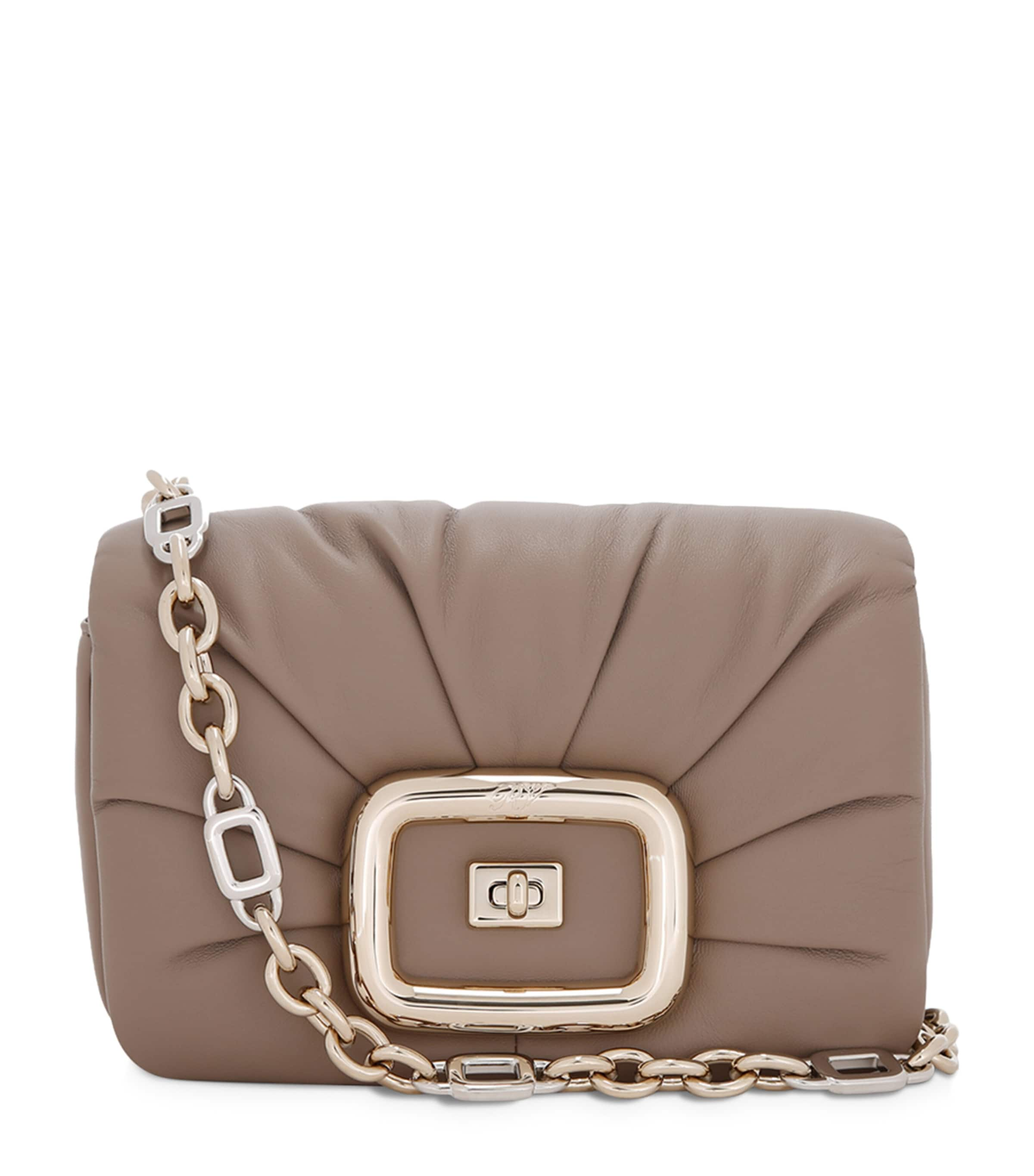 Roger Vivier Small Leather Viv Choc Me Shoulder Bag In Brown