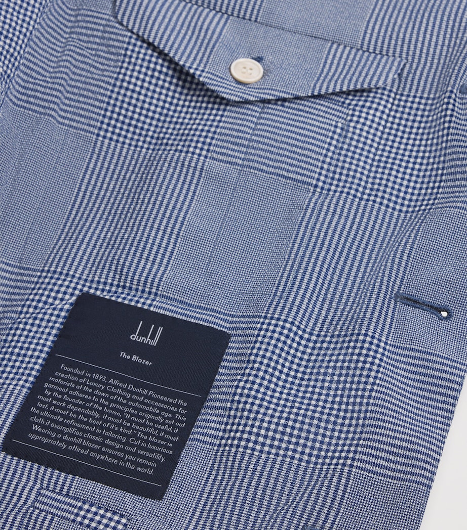 Dunhill Mens Wool-Silk Check Cavendish Blazer Blue White Image 5