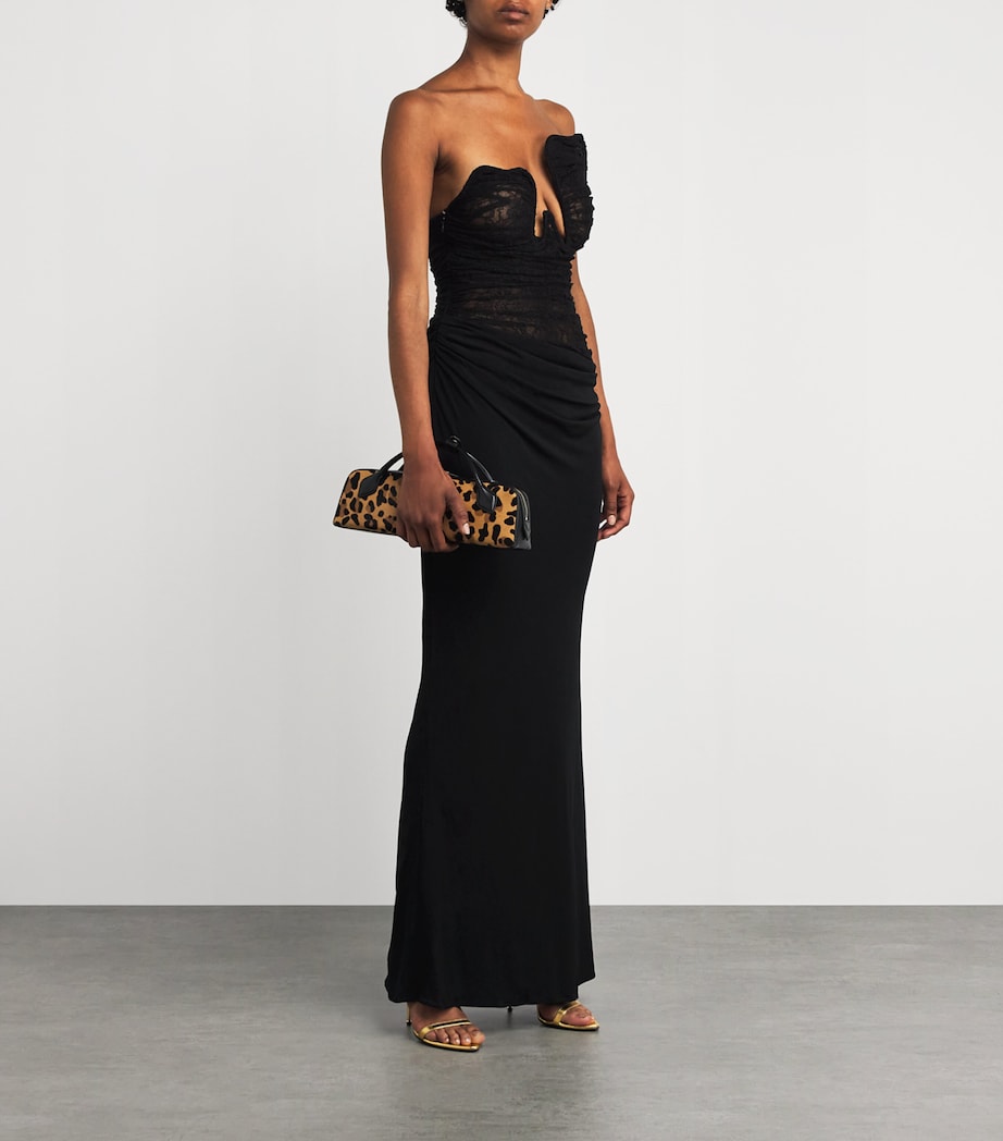 Lace-Bustier Strapless Salacia Gown BLACK Image 2