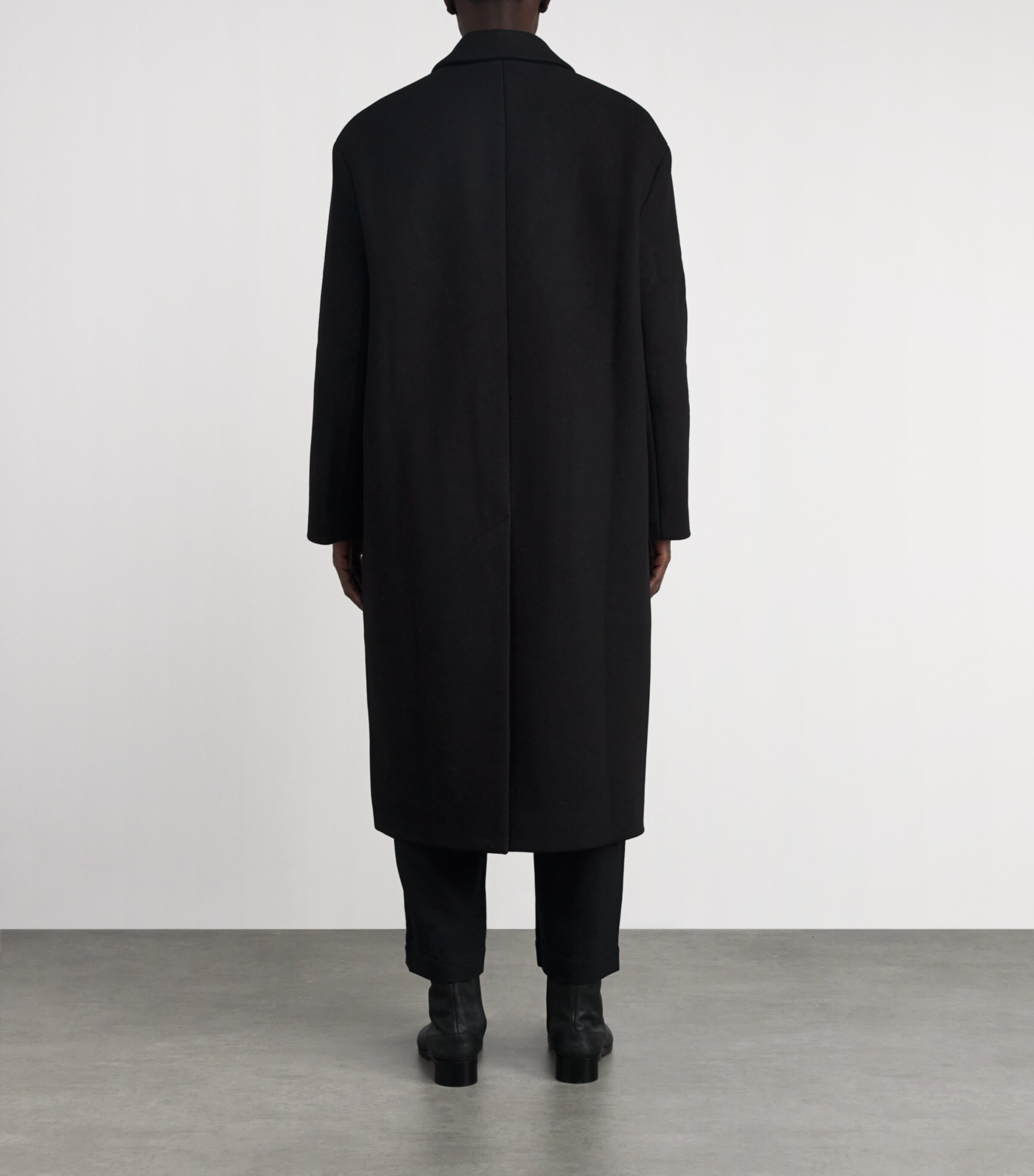 Studio Nicholson Black Wool-Blend Double-Breasted Diall Overcoat