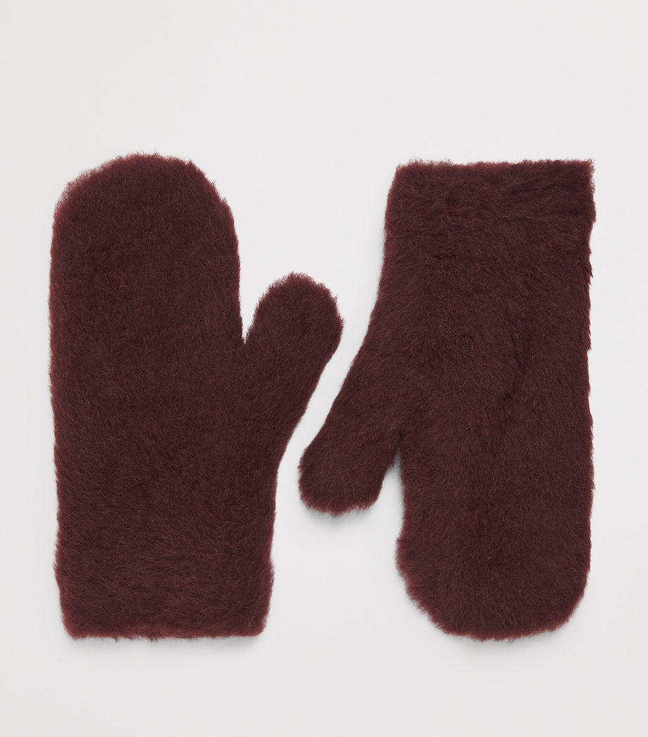 Alpaca-Wool-Silk Mittens RED PURPLE Image 4