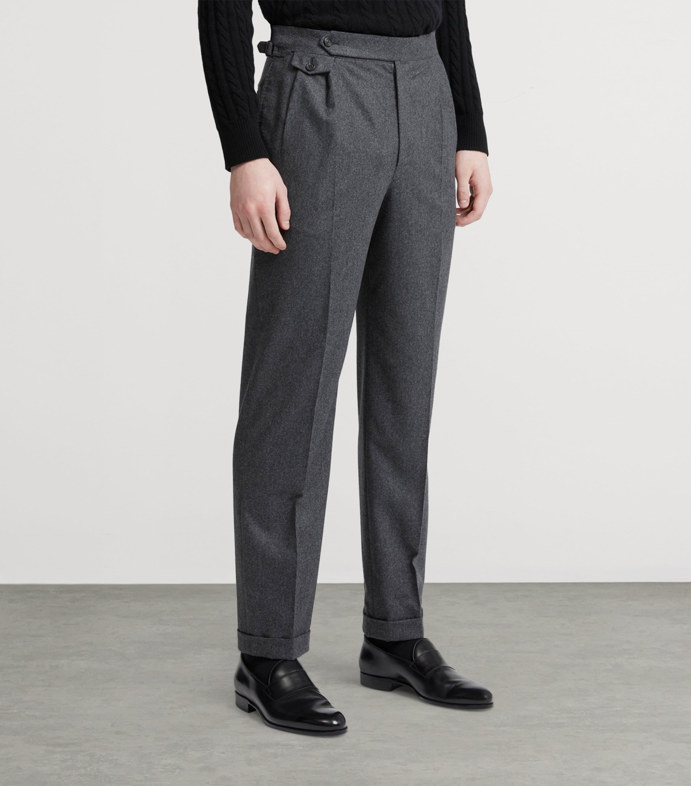 Dunhill Grey Wool-Cashmere Flannel Pleated Trousers | Harrods US