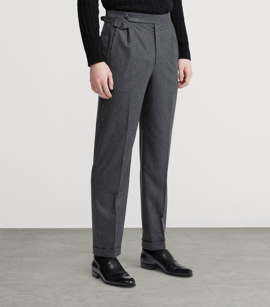 Wool-Cashmere Flannel Pleated Trousers 035MID GREY MELANGE Image 3