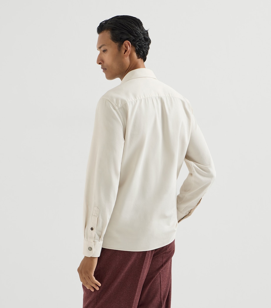 Brunello Cucinelli Mens Cotton Gabardine Pocket Shirt Image 4