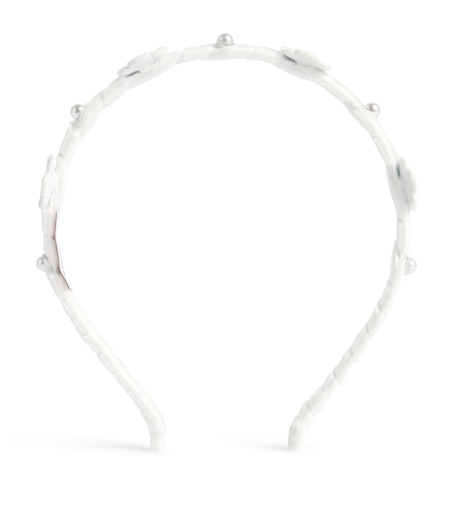 Monnalisa Velvet Flower-Detail Headband Panna Image 1