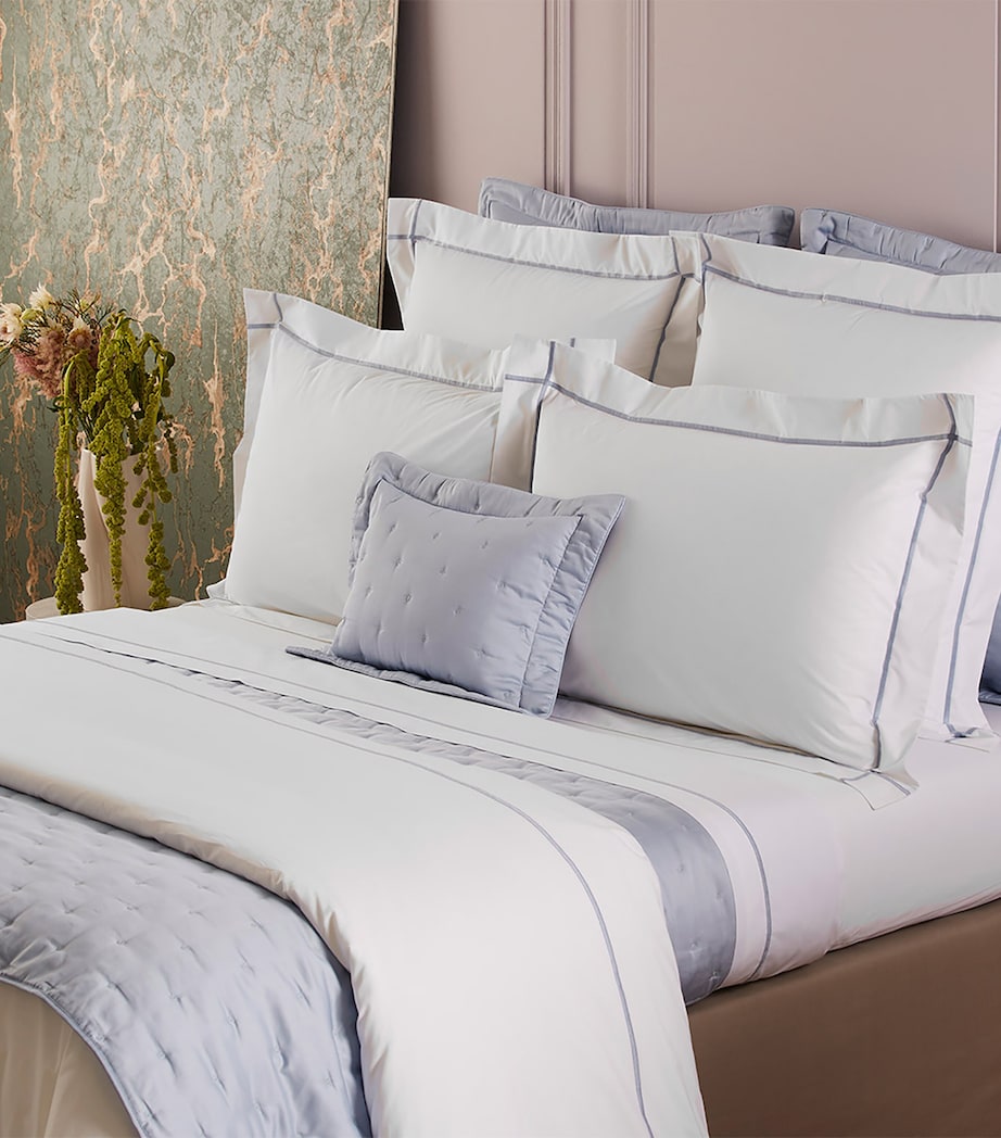 Yves Delorme Pima Cotton Athena Square Oxford Pillowcase (65cm x 65cm) Celeste Image 4
