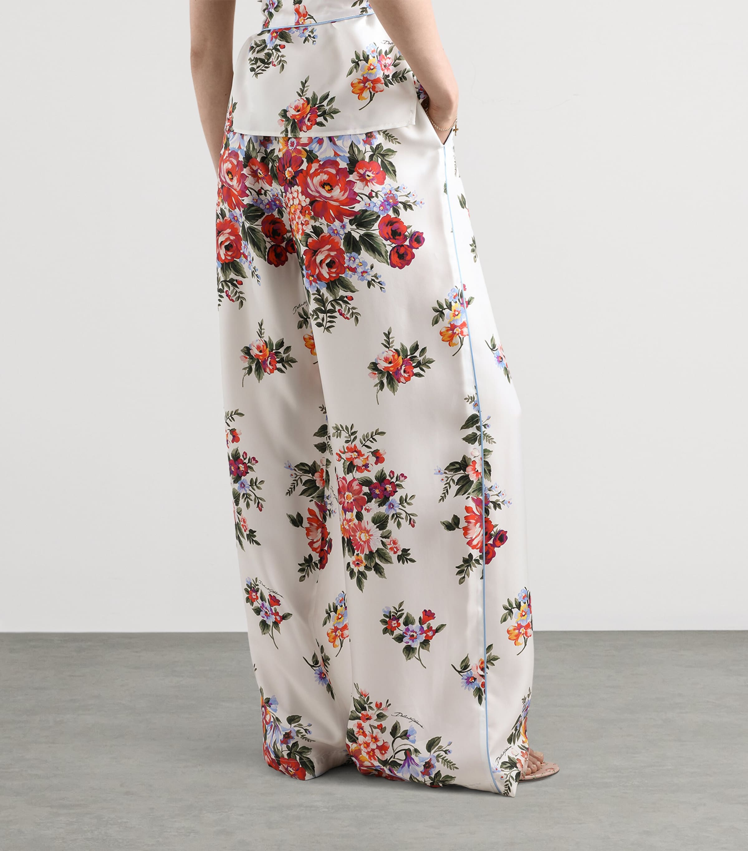 Dolce&Gabbana Womens Satin Floral Drawstring Trousers Mazz Image 5