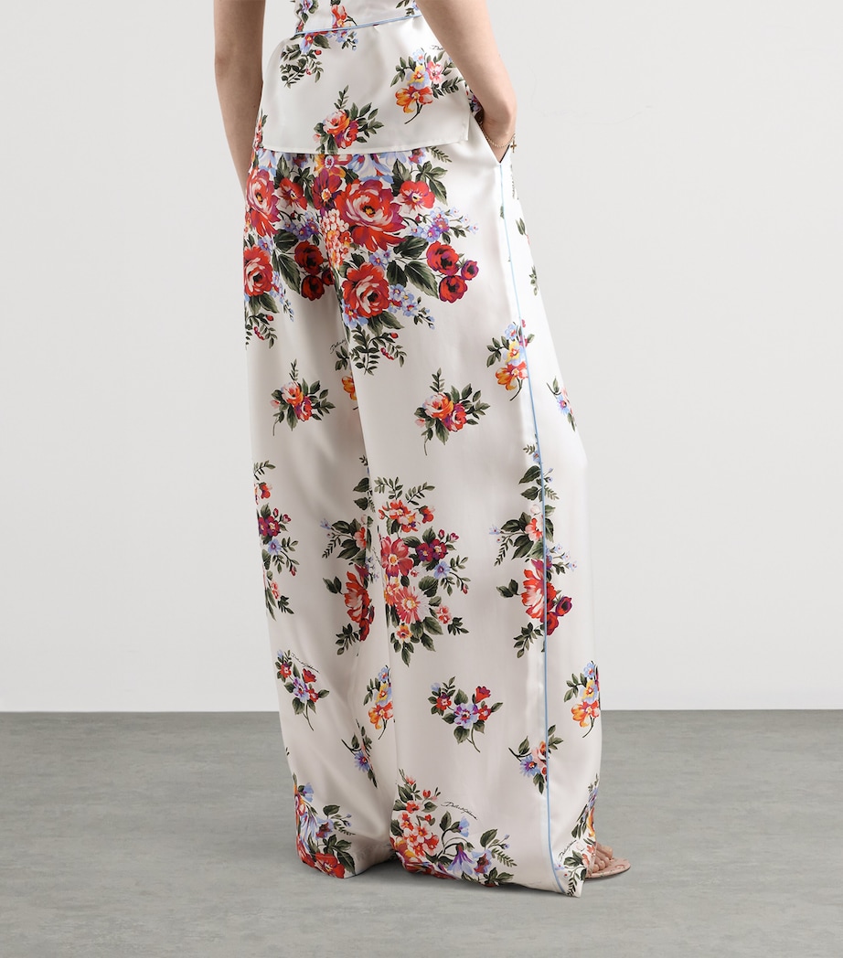 Dolce&Gabbana Womens Satin Floral Drawstring Trousers Mazz Image 5