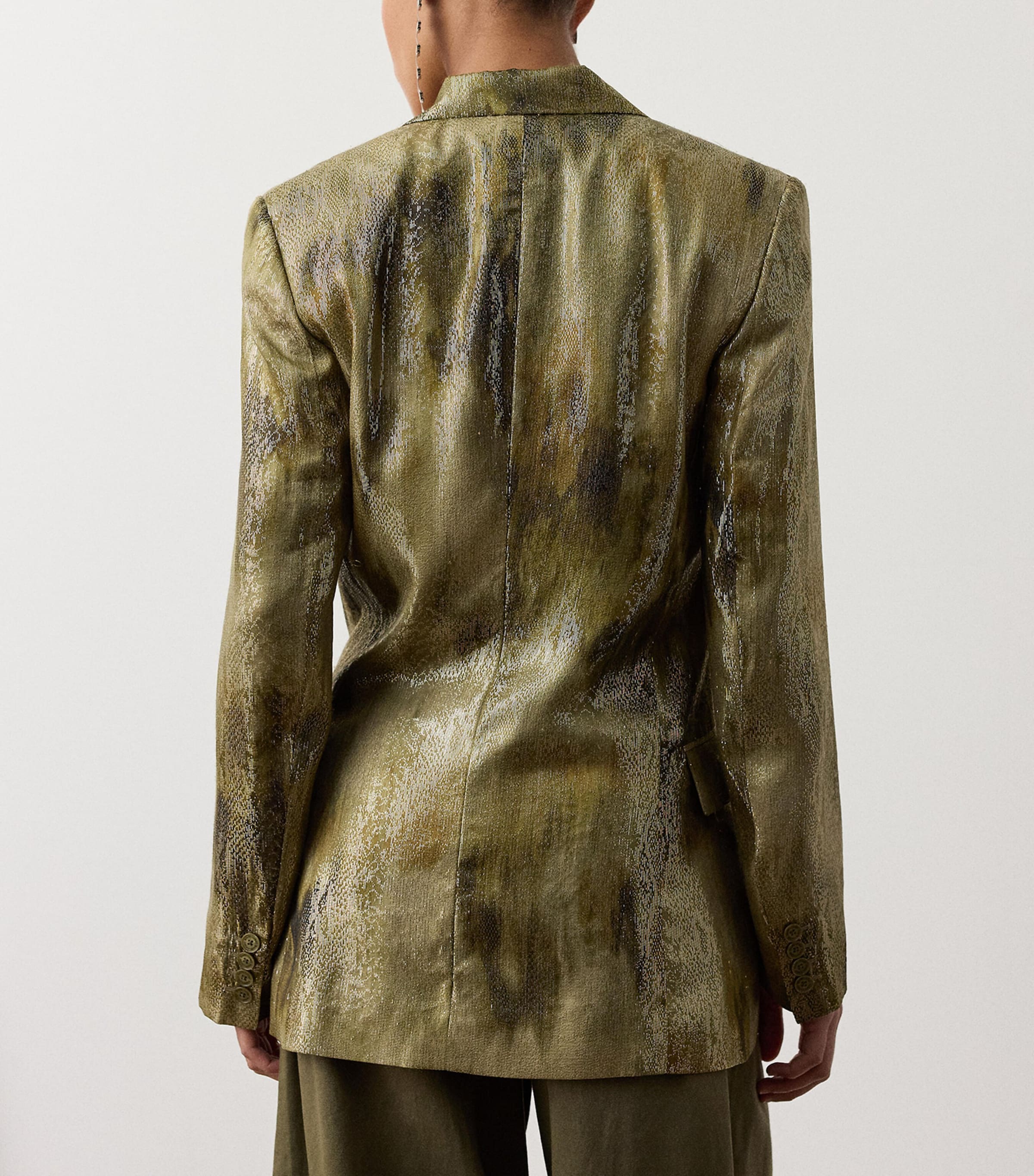 Ralph Lauren Collection Womens Silk-Blend Marcy Blazer Cypress Multi Image 5