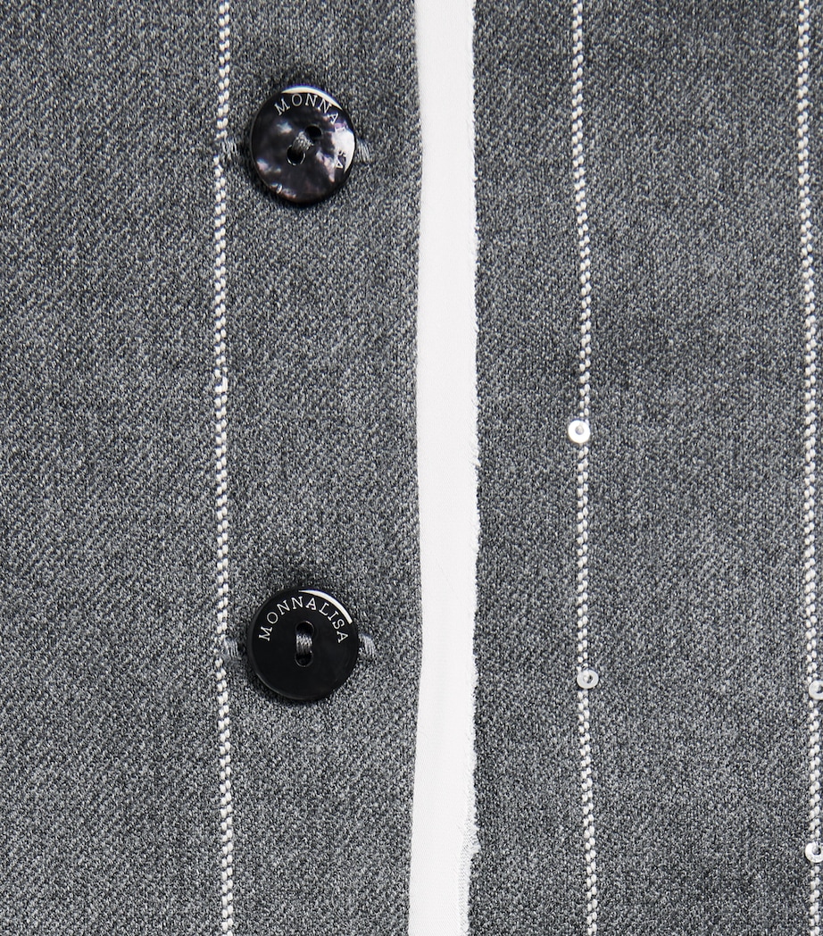 Monnalisa Pinstripe Levantina Sleeveless Top (4-12 Years) Grigio Medio Image 3