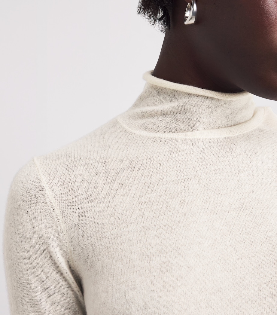 Cashmere Sheer Rollneck Top EGRET Image 6